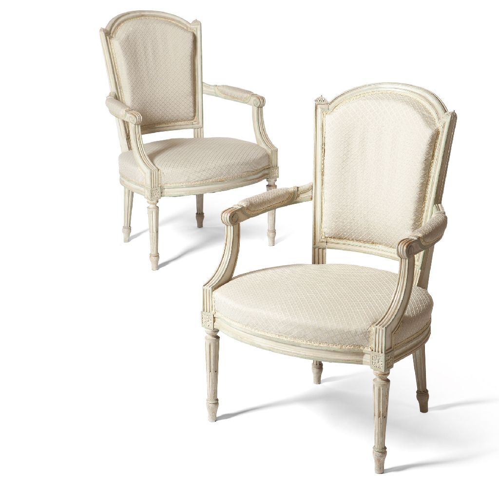 PAIR OF LOUIS XVI STYLE PAINTED FAUTEUILS