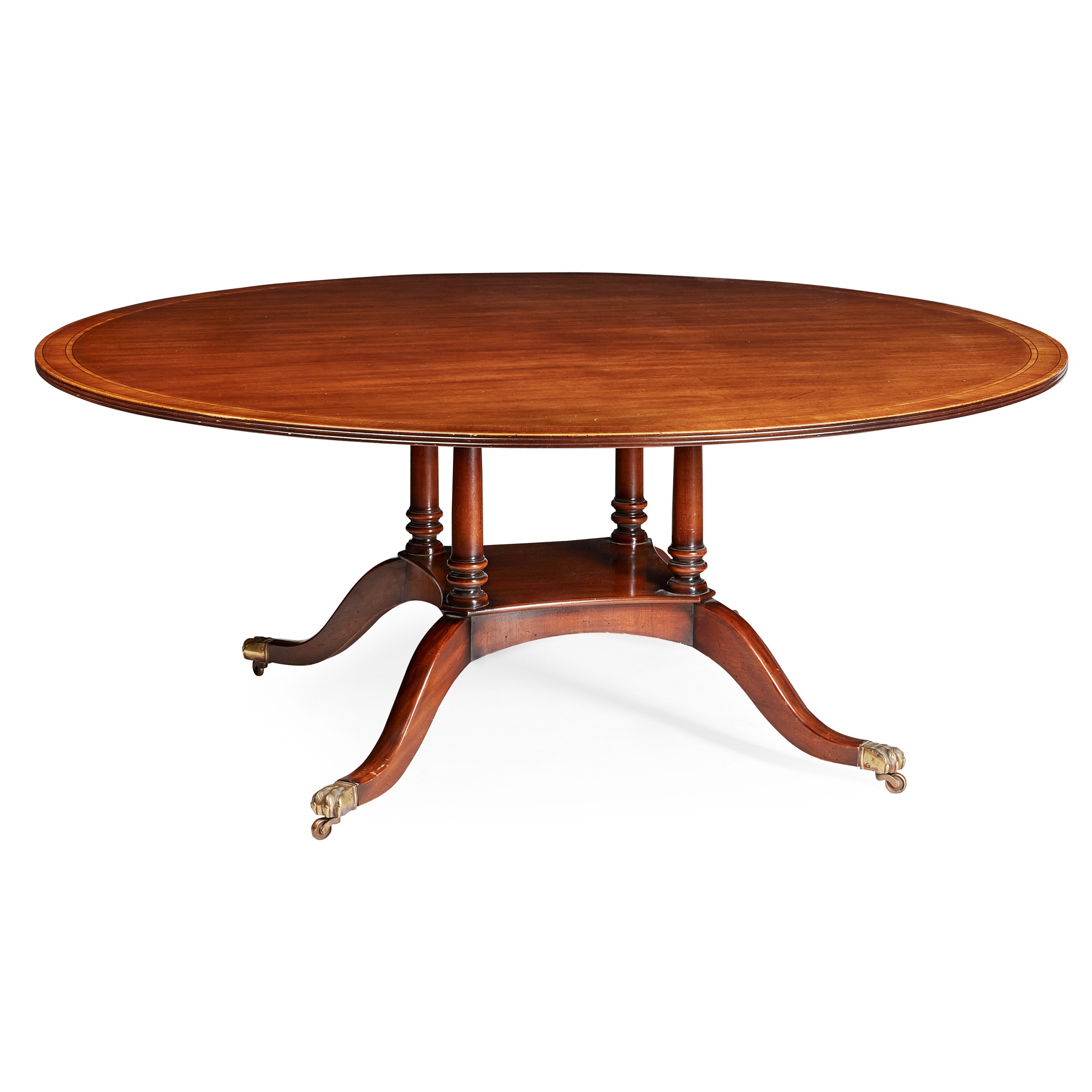 REGENCY STYLE MAHOGANY CIRCULAR DINING TABLE