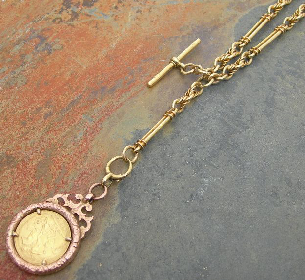 An 18ct gold double Albert chain