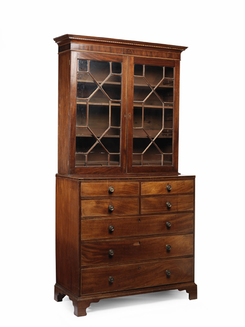 A near pair of George III mahogany bookcase chests