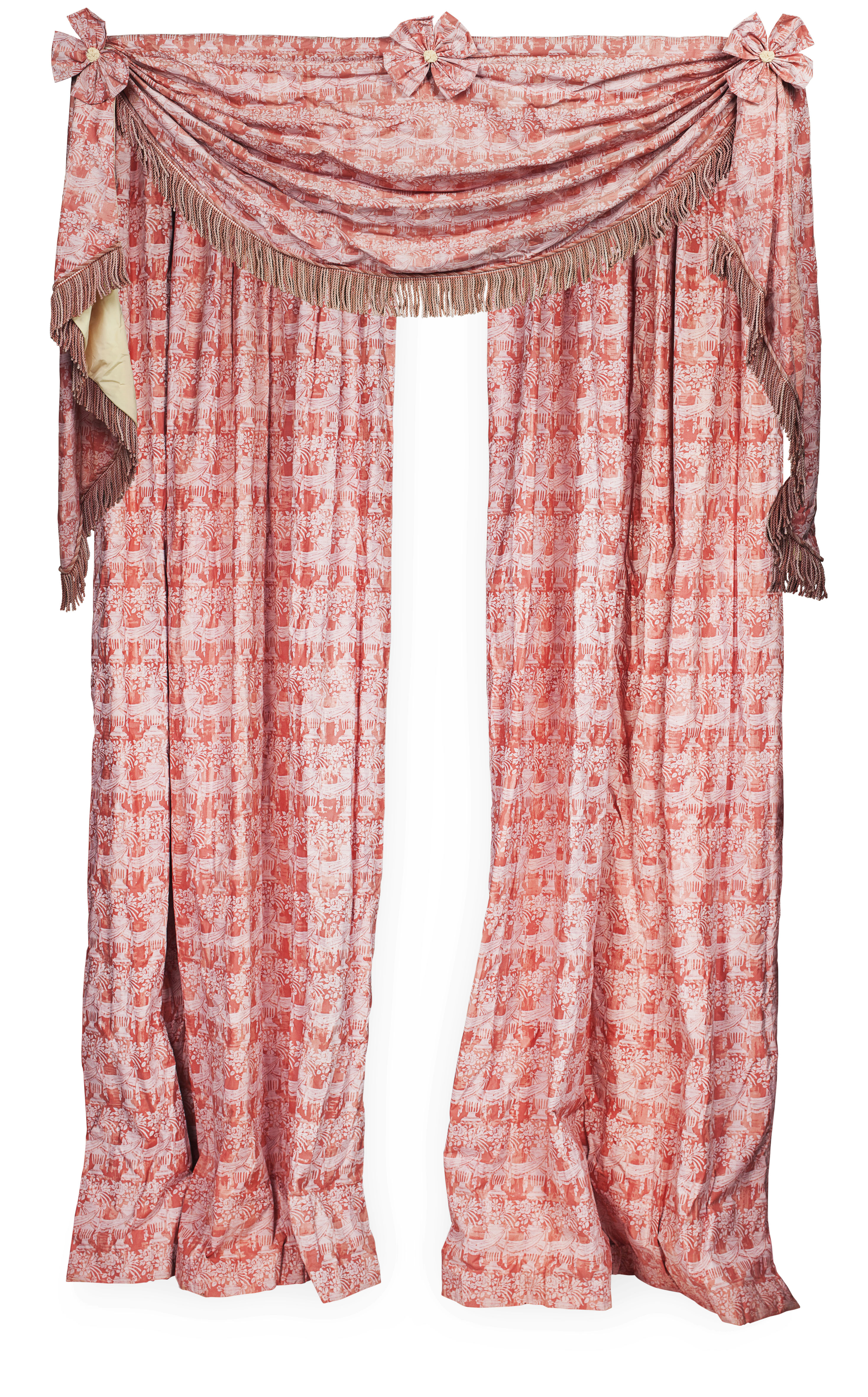 TWO PAIRS OF LINED AND INTERLINED CURTAINS