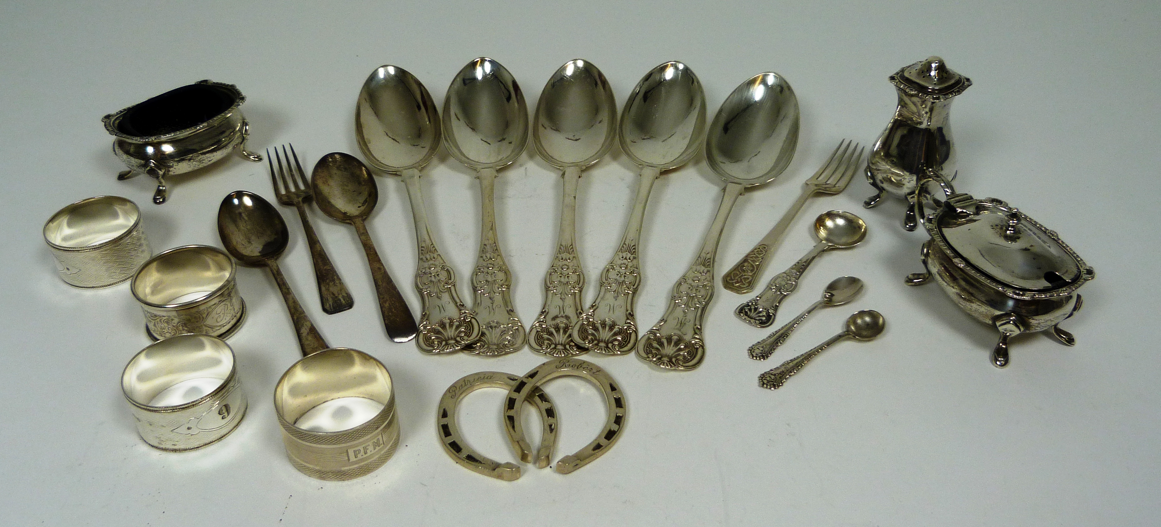 A collection of small silver
