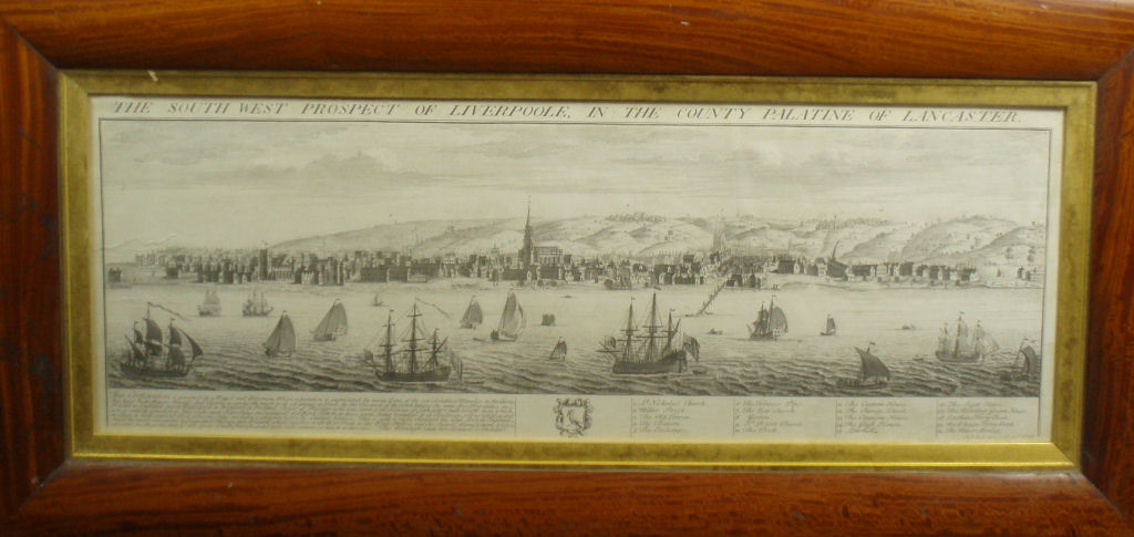 An engraving of 'The South West Prospect of Liverpoole', circa 1728 By Nathaniel and Samuel Buck