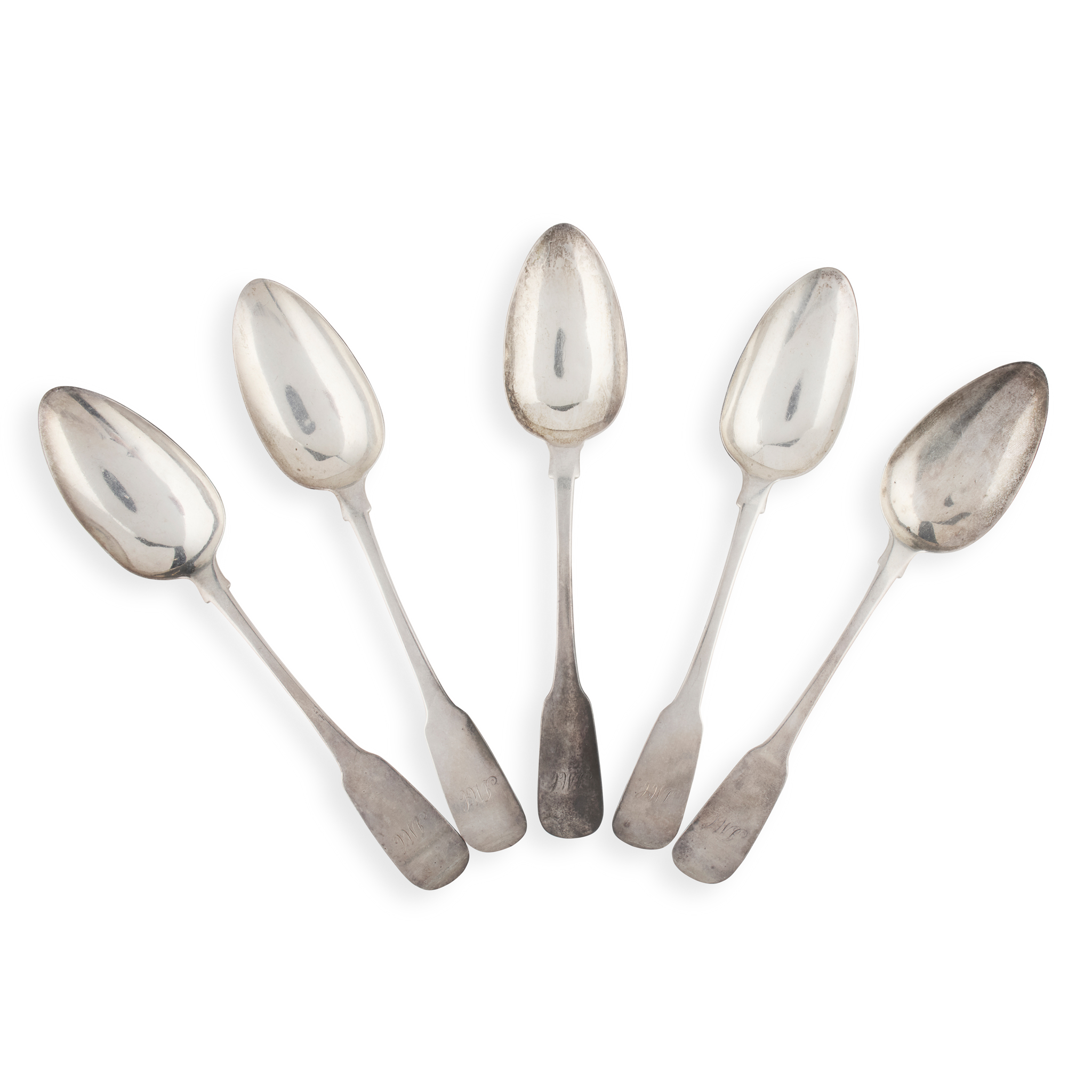 A SET OF FIVE GEORGE III TABLESPOONS