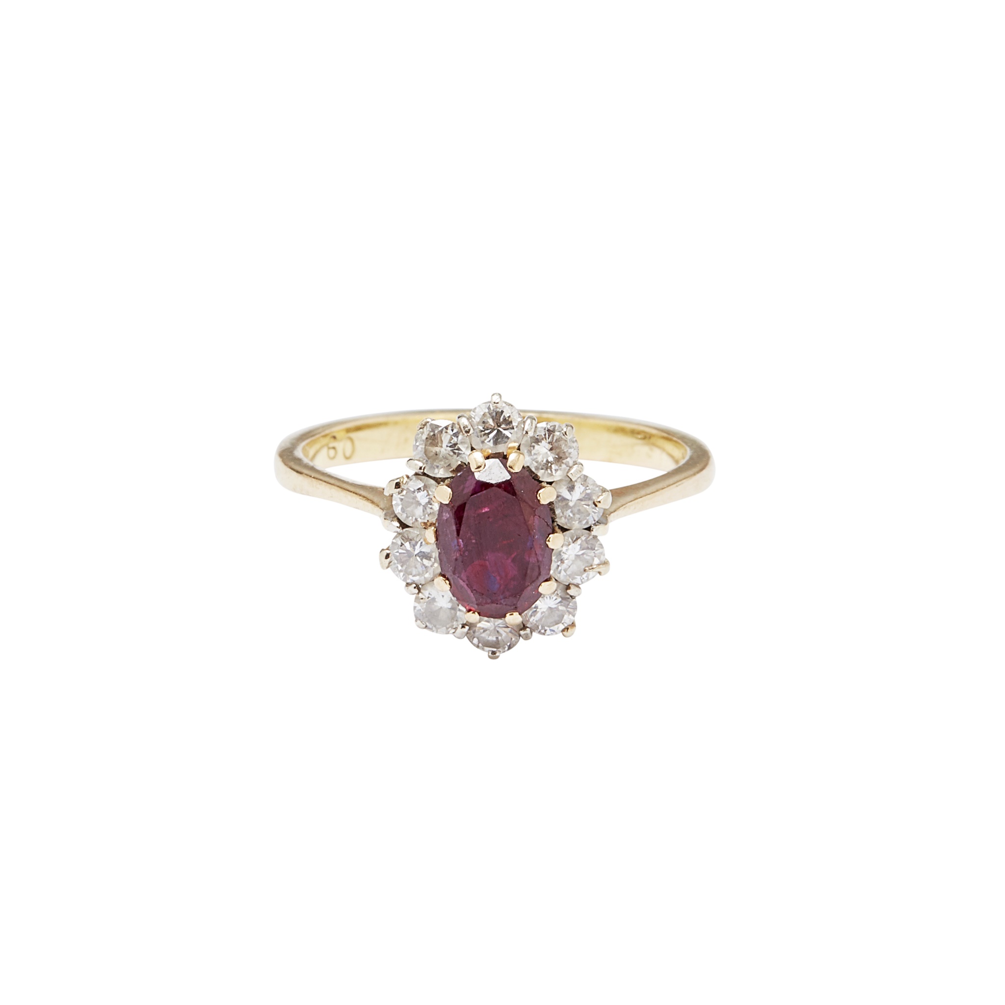 A ruby and diamond cluster ring