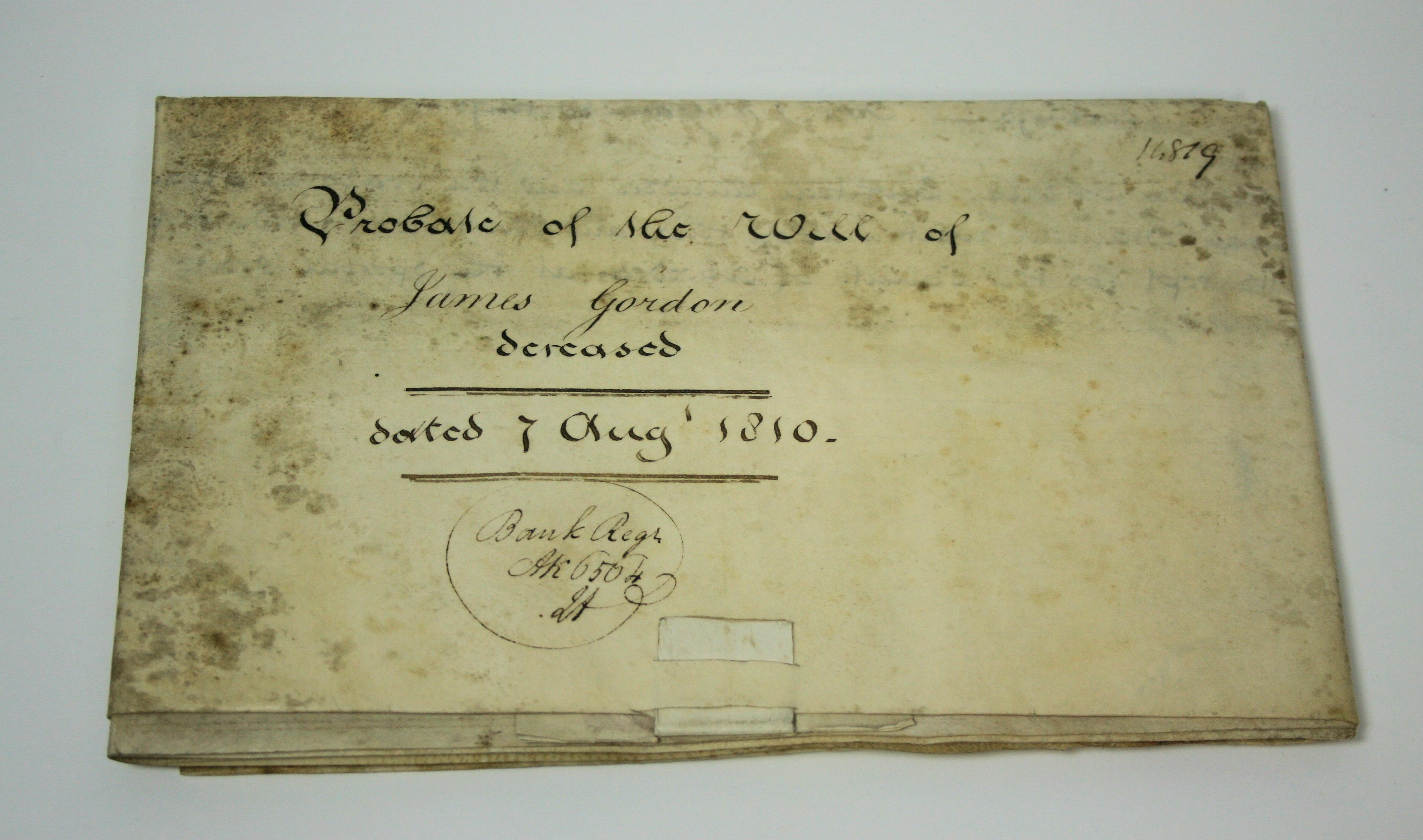 The will of James Gordon, Goldsmith, Aberdeen