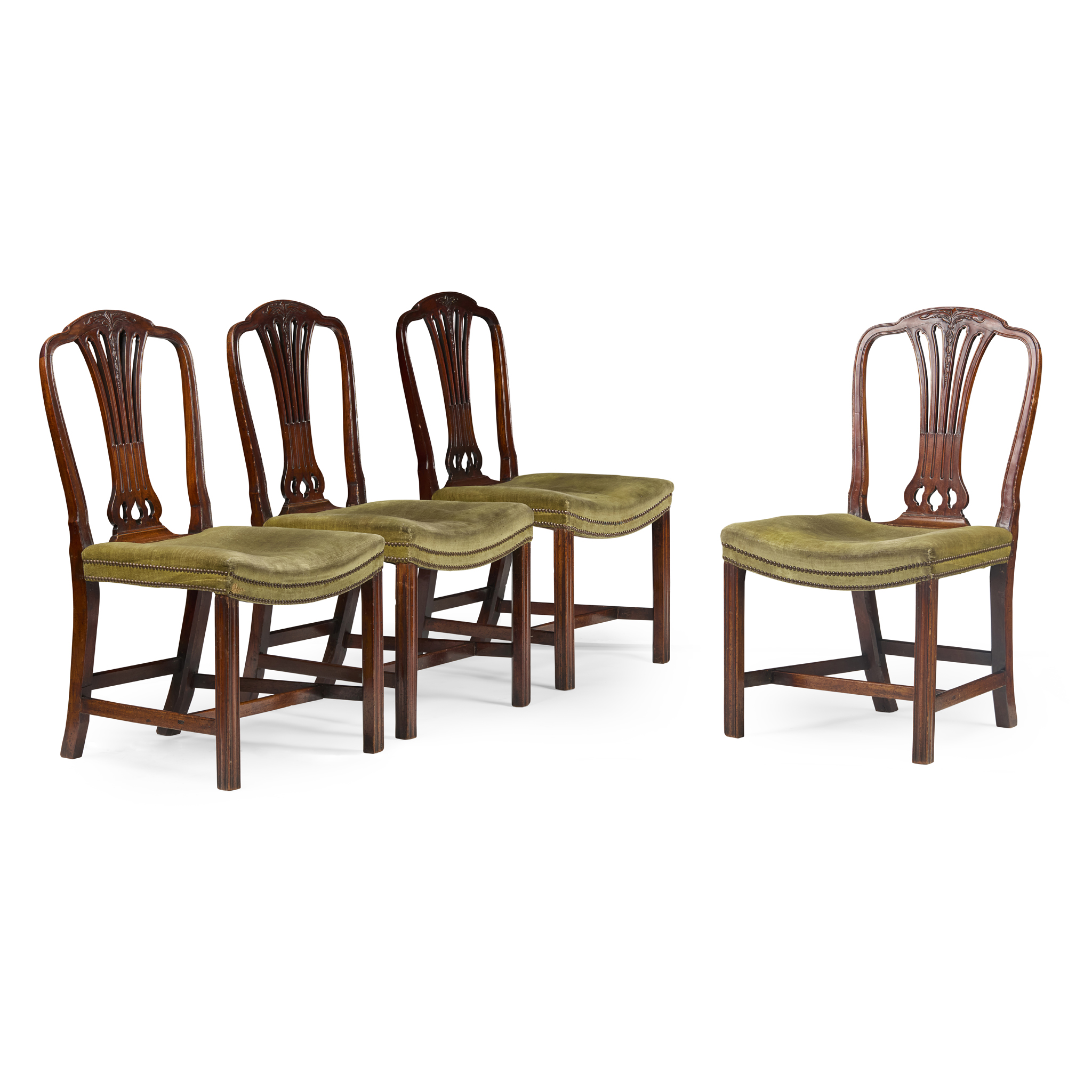 SET OF FOUR GEORGE III MAHOGANY DINING CHAIRS