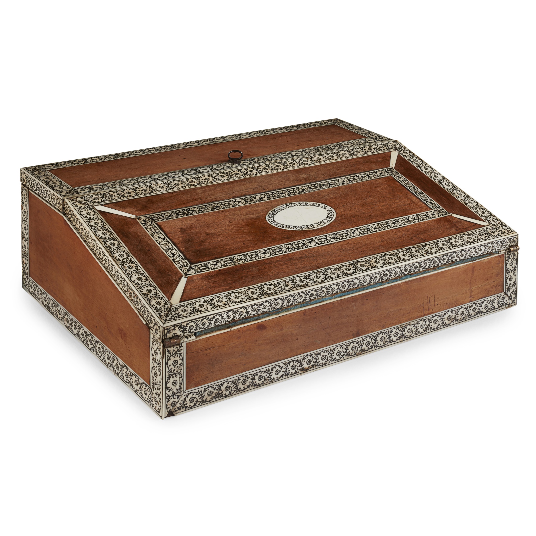 INDIAN VIZIGAPATAM SANDALWOOD AND IVORY WRITING SLOPE