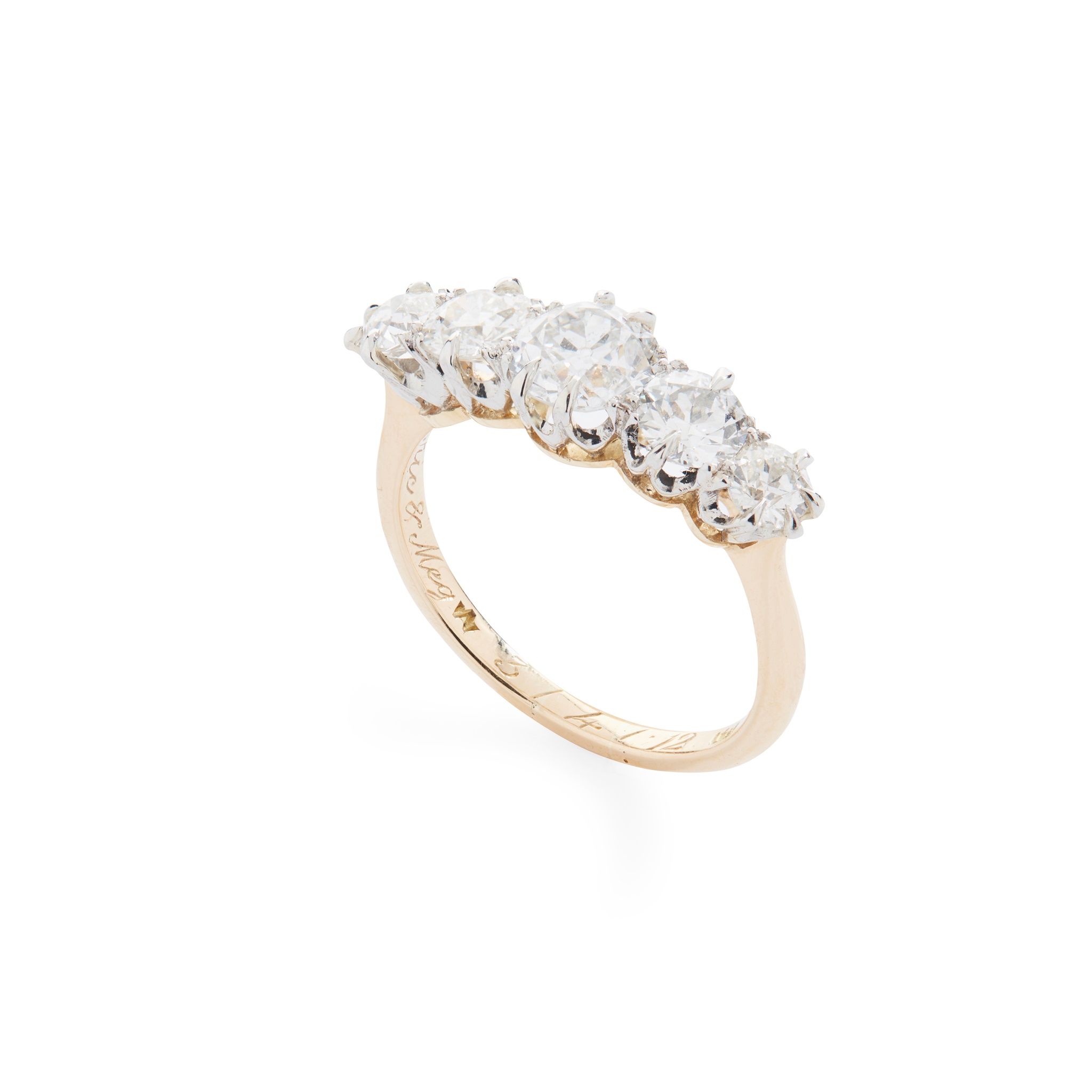 A diamond five-stone ring