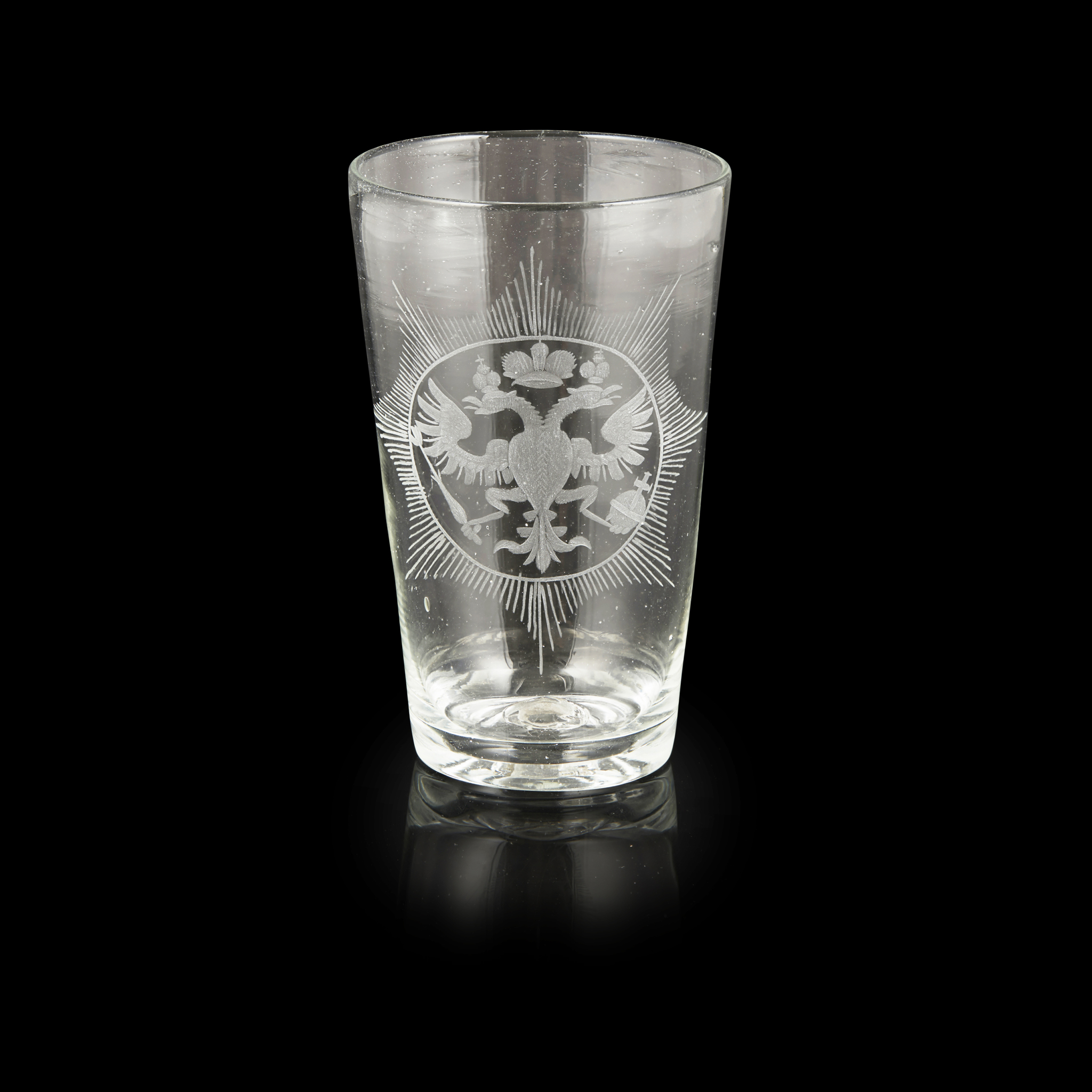 RUSSIAN ENGRAVED GLASS TUMBLER