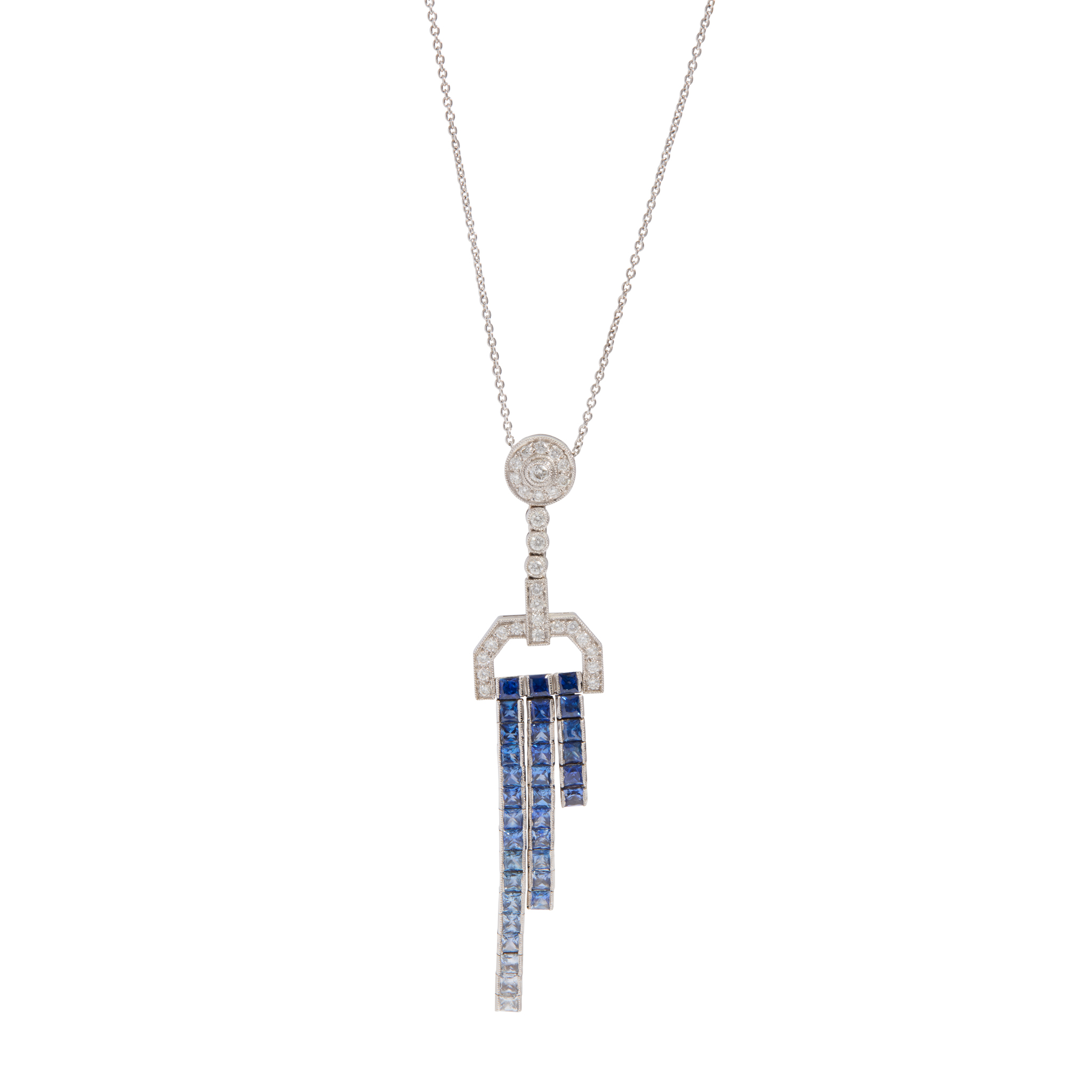 A sapphire and diamond Art-Deco style necklace