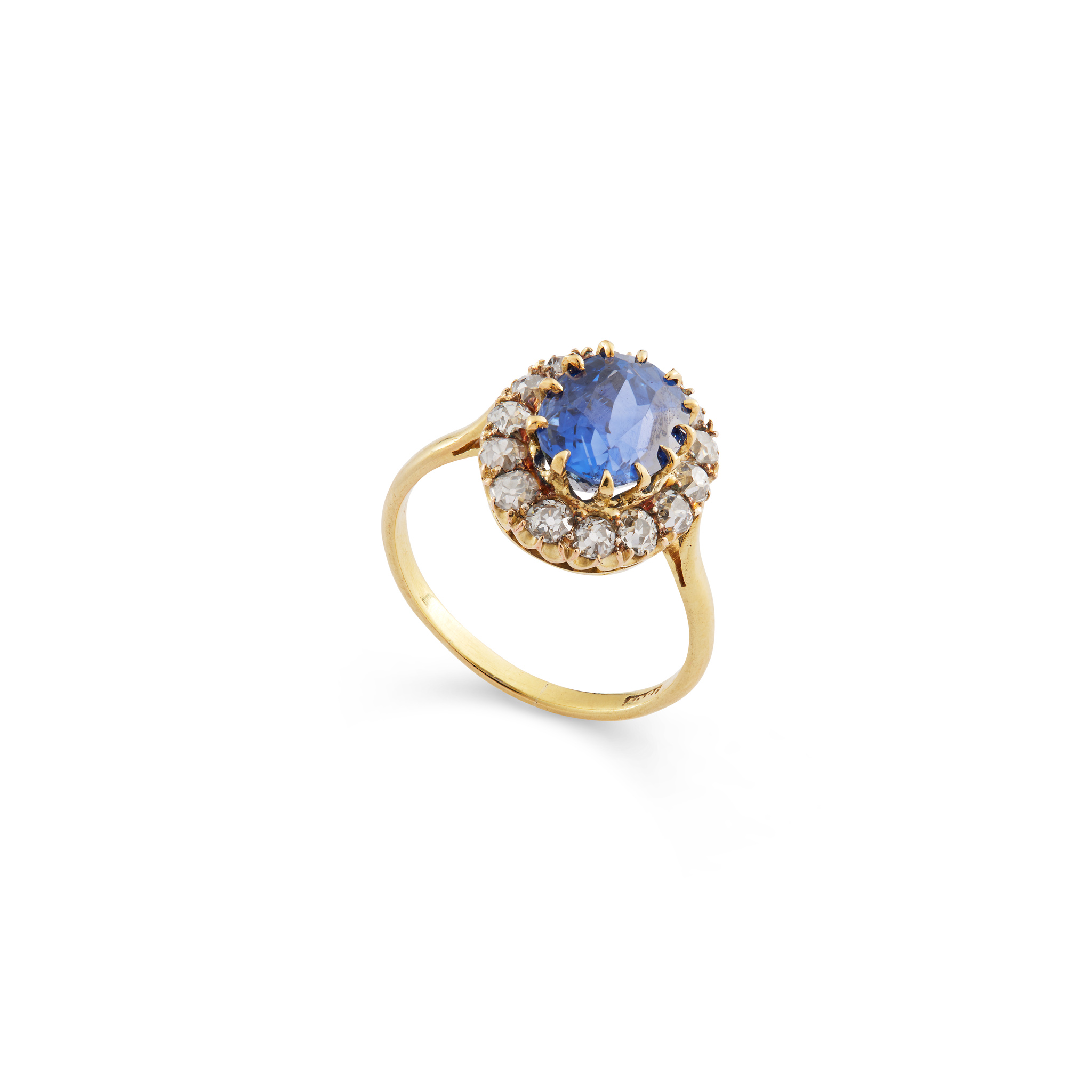 A Sri Lankan sapphire and diamond cluster ring