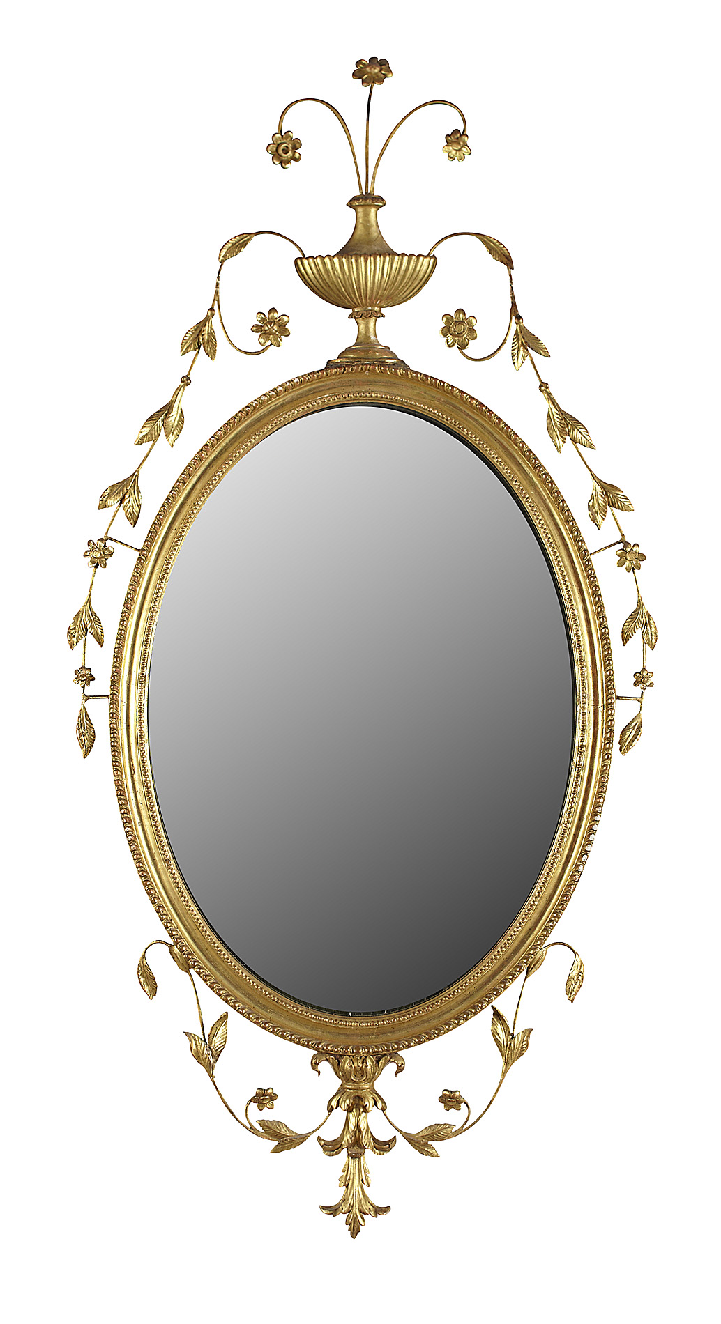 GEORGE III STYLE GILTWOOD AND GESSO OVAL MIRROR