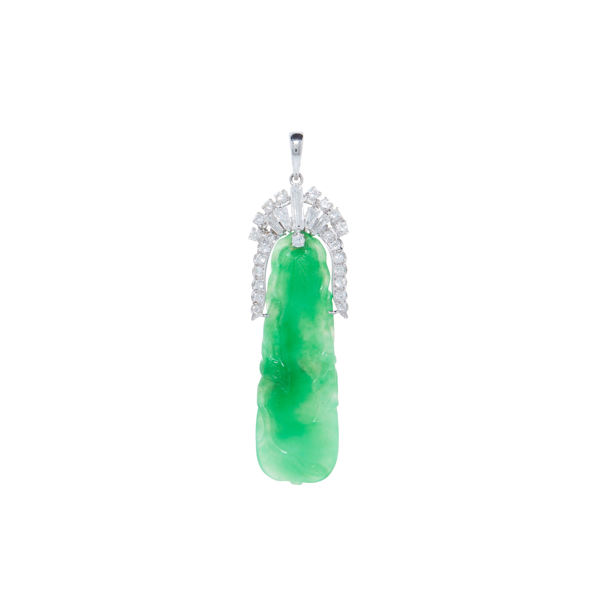 A jadeite jade and diamond pendant