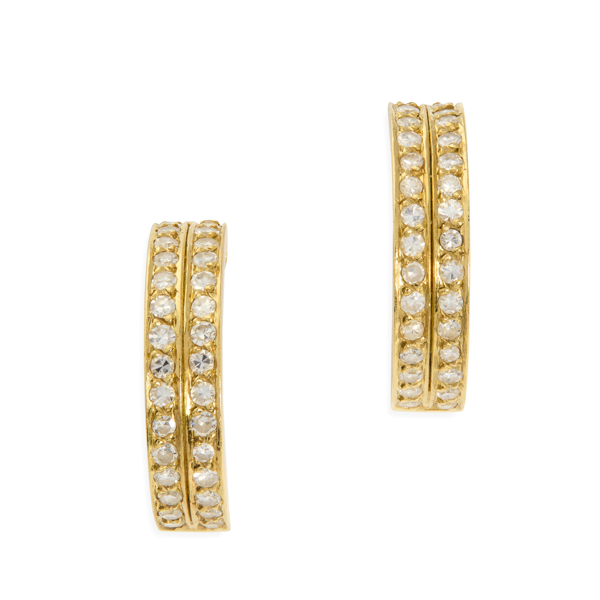 A pair of diamond hoop earrings