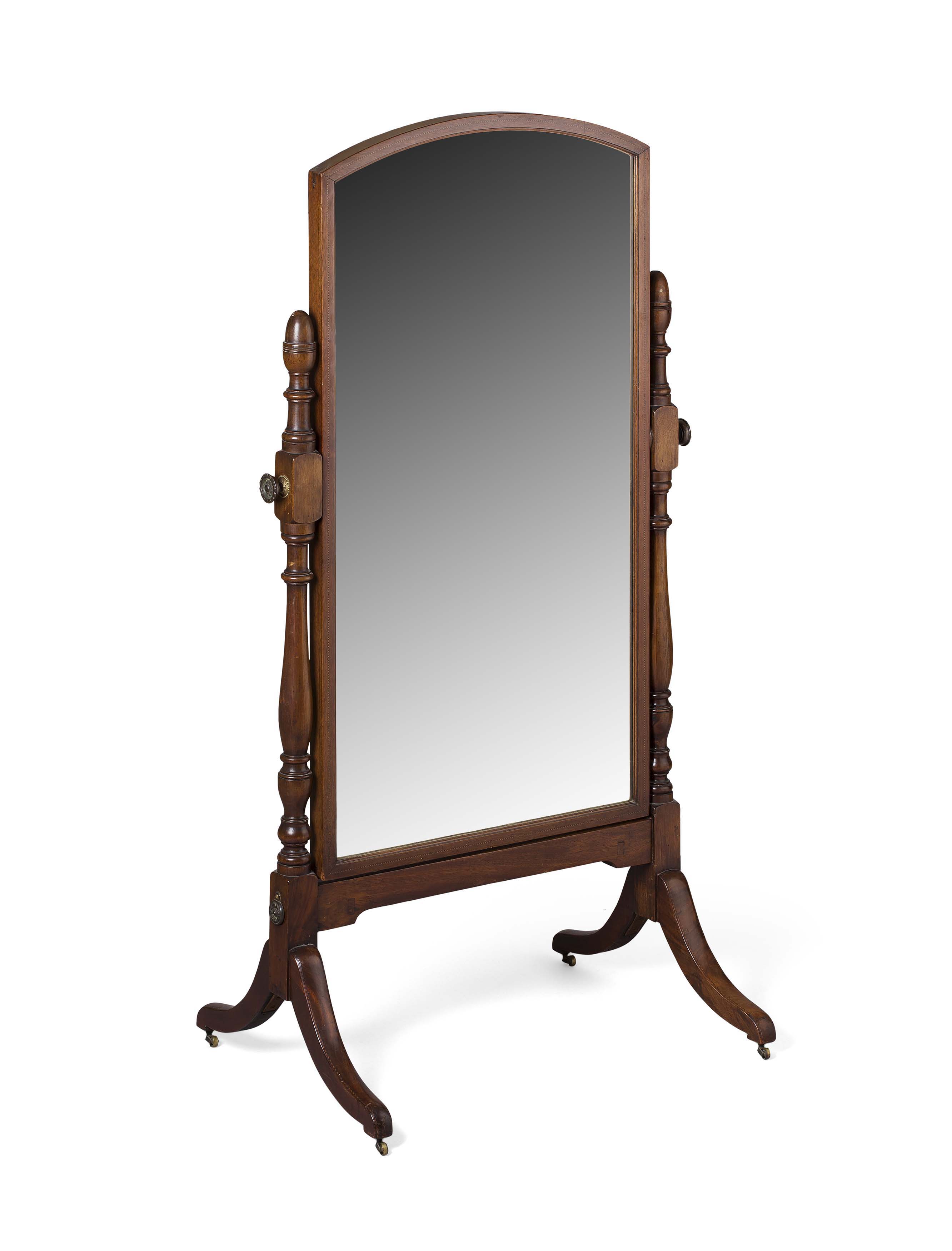REGENCY MAHOGANY CHEVAL MIRROR