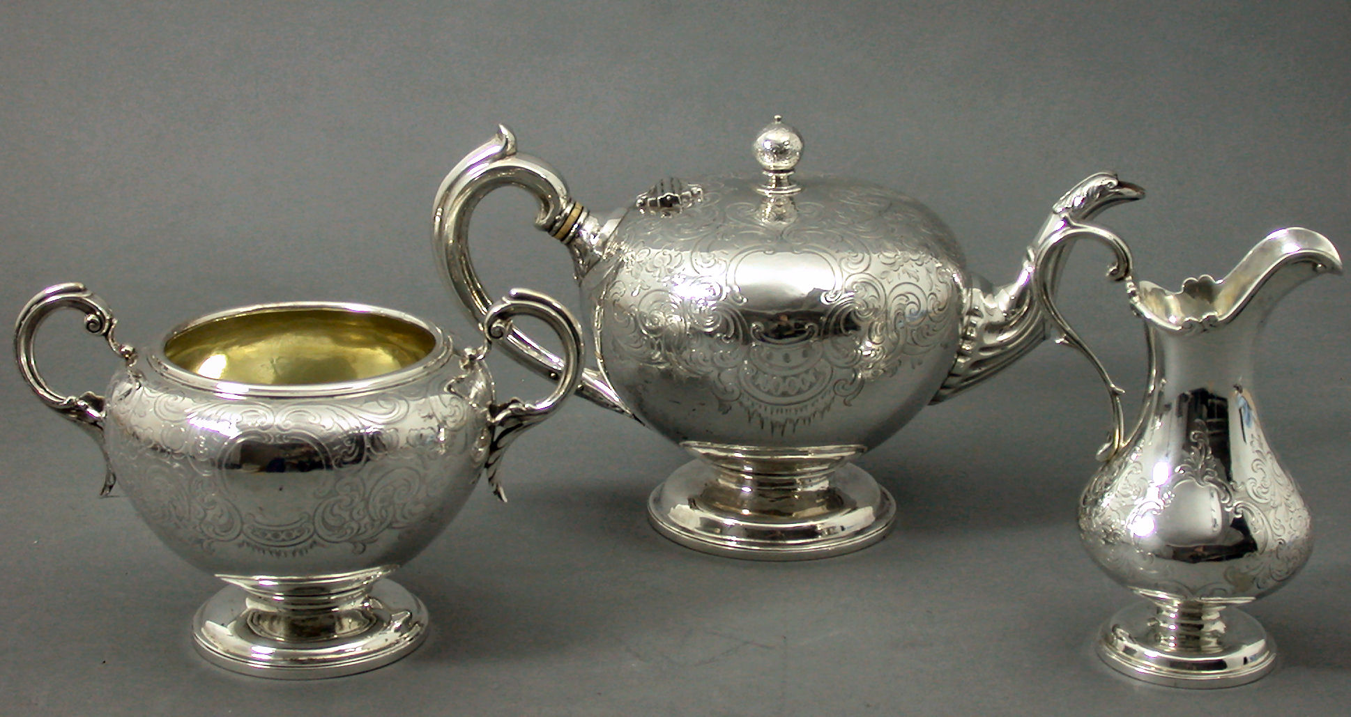 A Victorian Scottish three piece tea service,