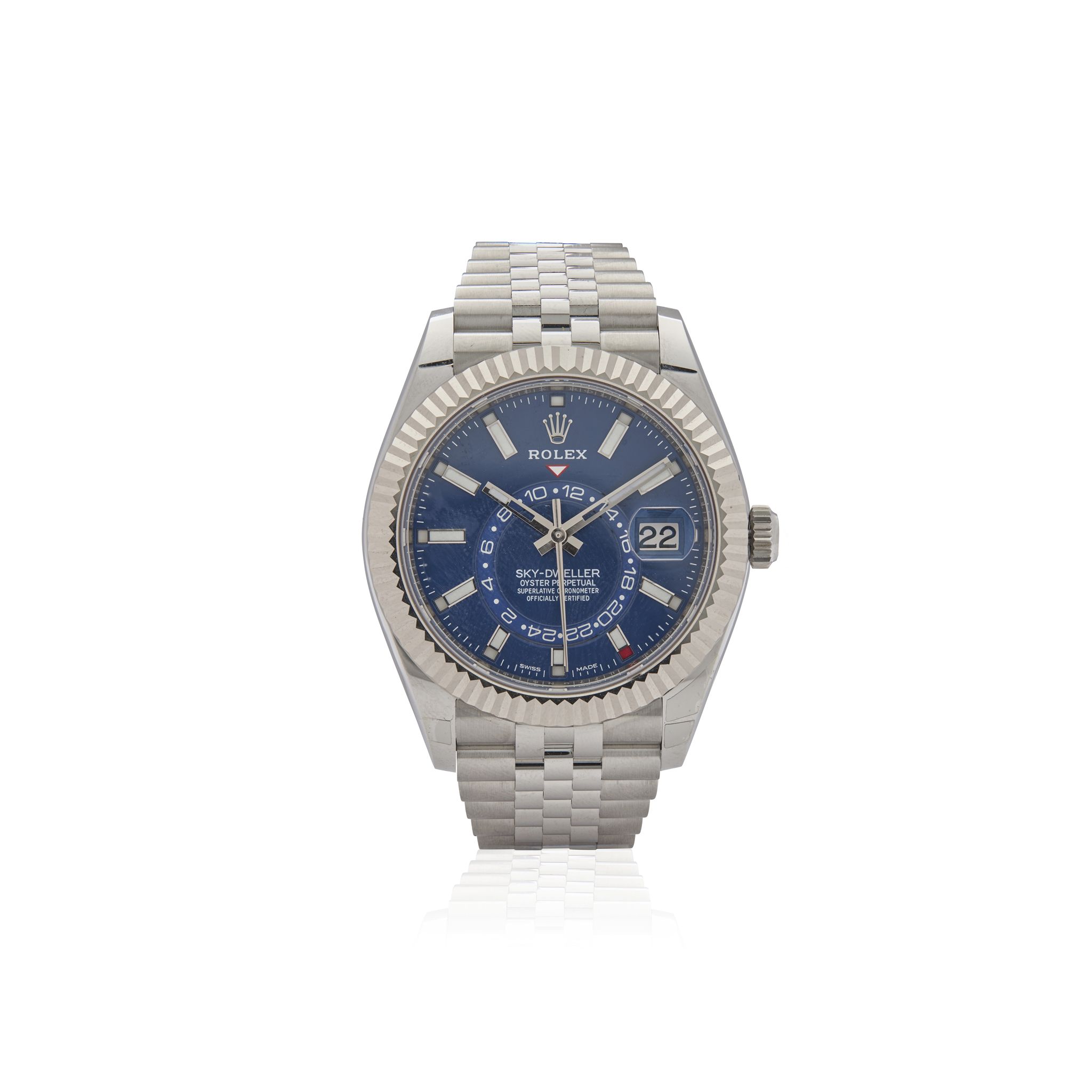 Rolex. A fine and desirable stainless steel and white gold automatic dual time-zone annual calendar wristwatch