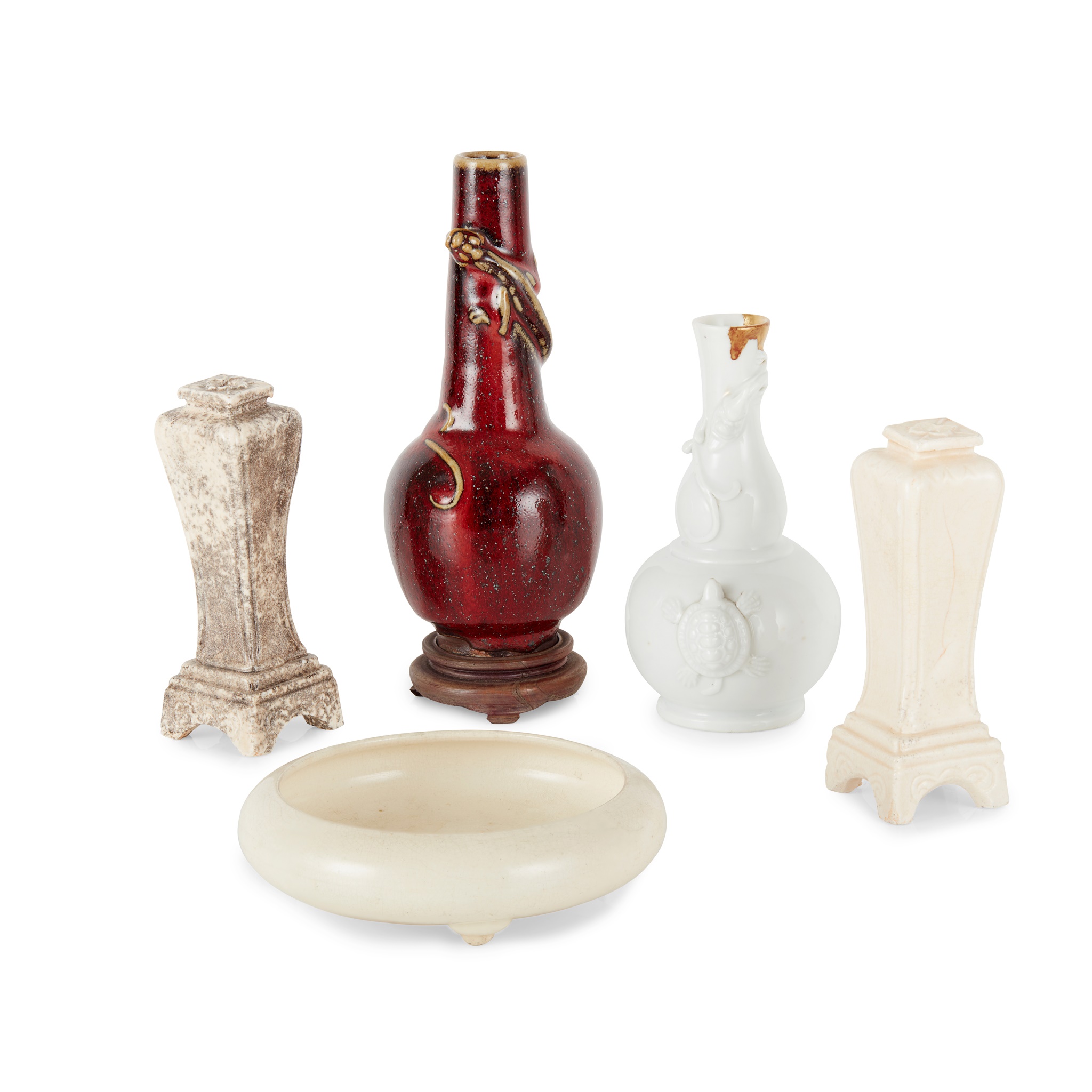 COLLECTION OF FIVE MONOCHROME WARES