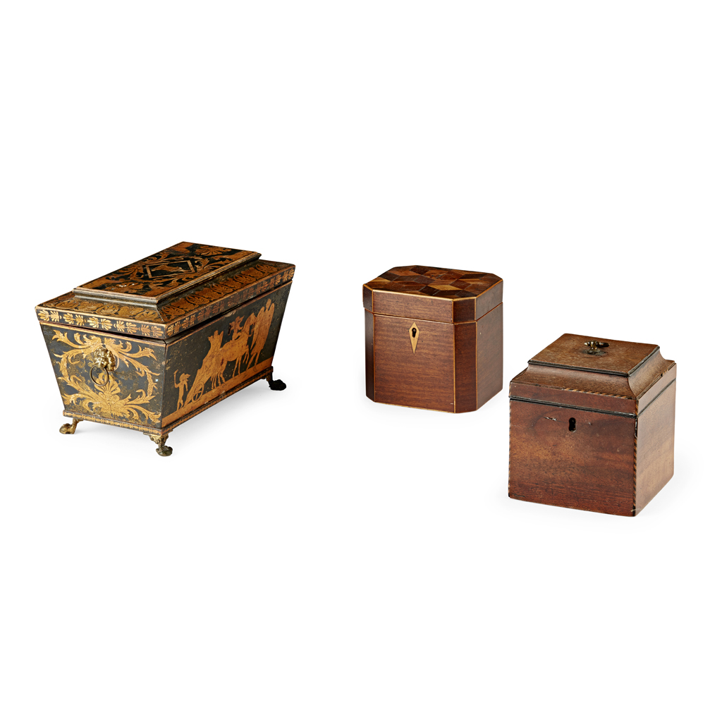 THREE GEORGIAN TEA CADDIES