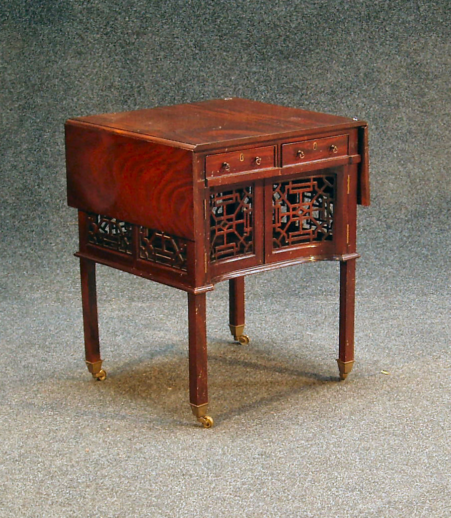 A Chinese Chippendale style mahogany Pembroke table,
