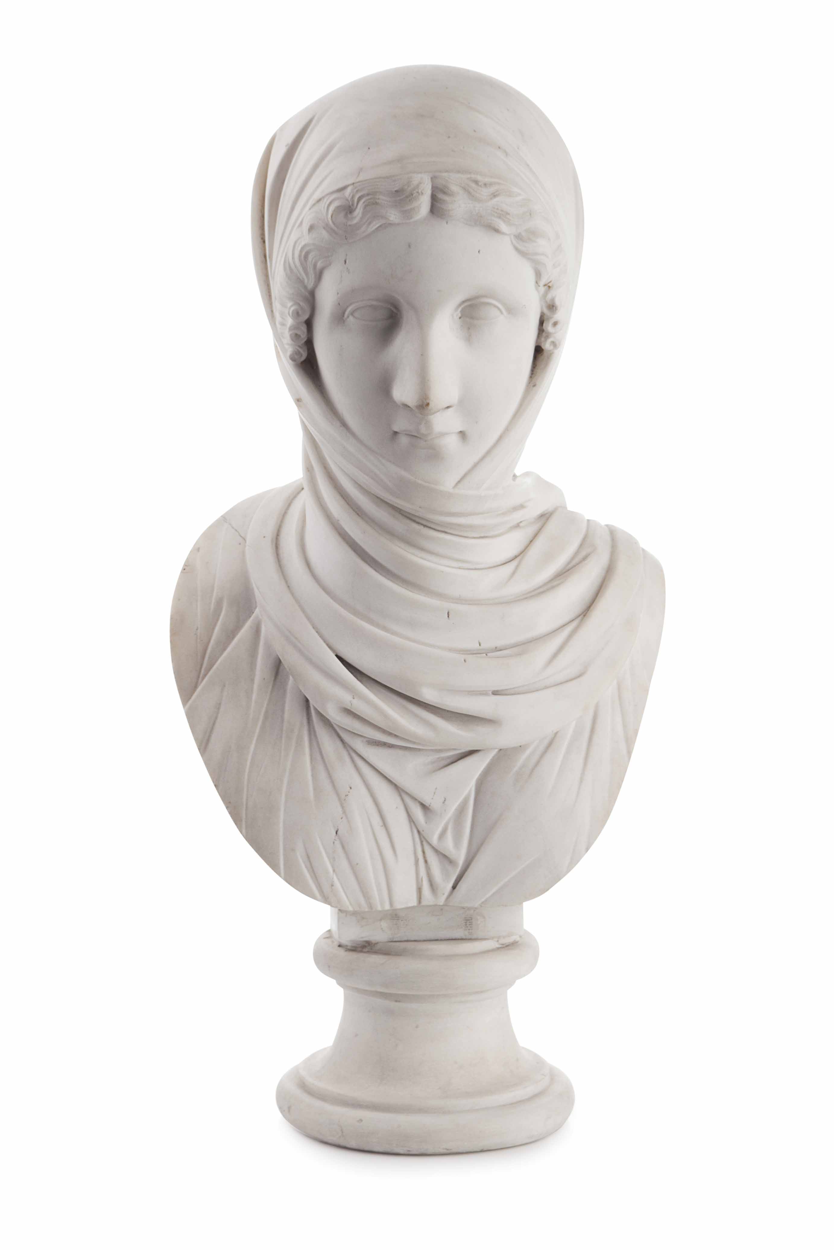 FRENCH WHITE MARBLE BUST OF VESTA