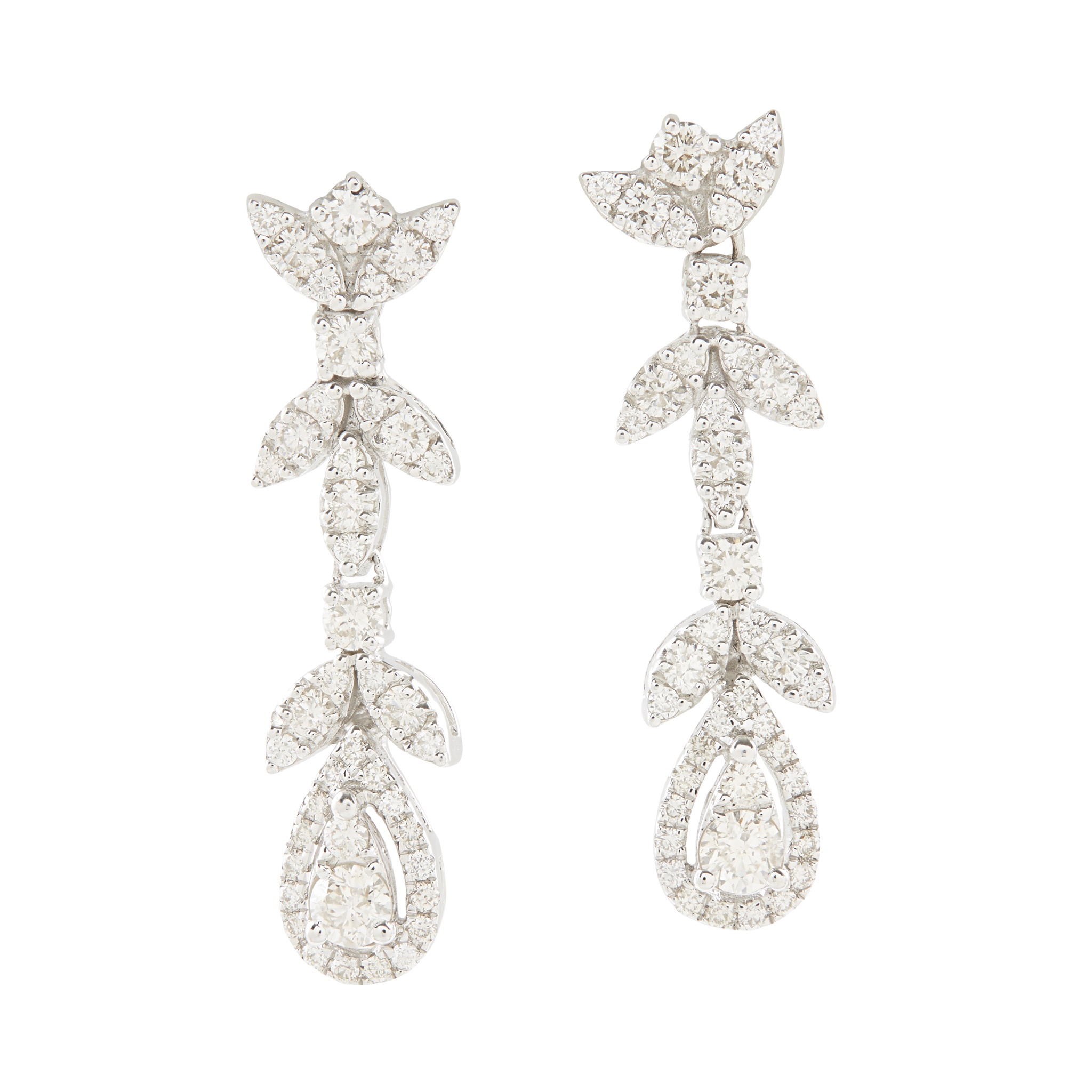 A pair of diamond set pendant earrings