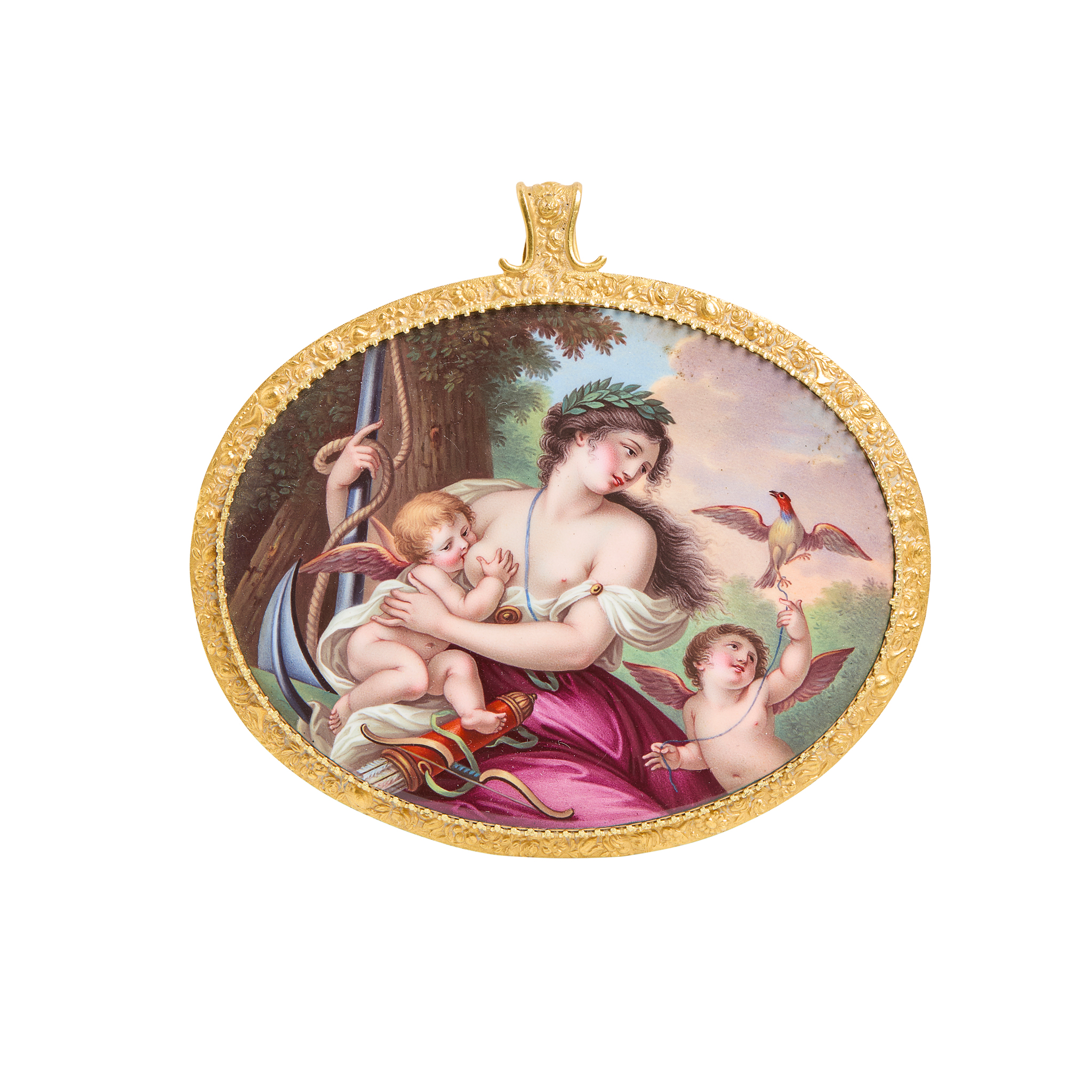FINE SWISS ENAMEL ON COPPER PLAQUE, BY MOULINIE, BAUTTE ET MOYNIER