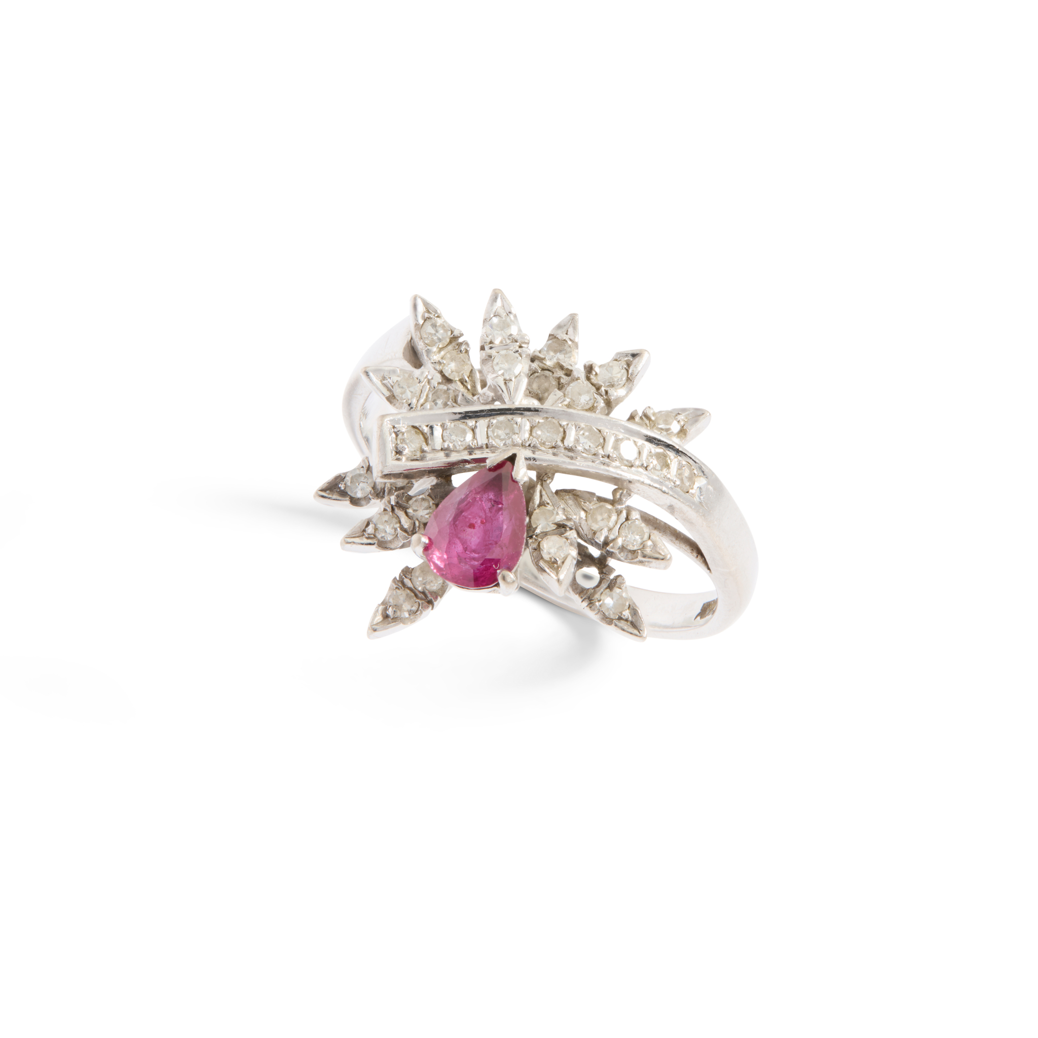 A ruby and diamond cluster ring