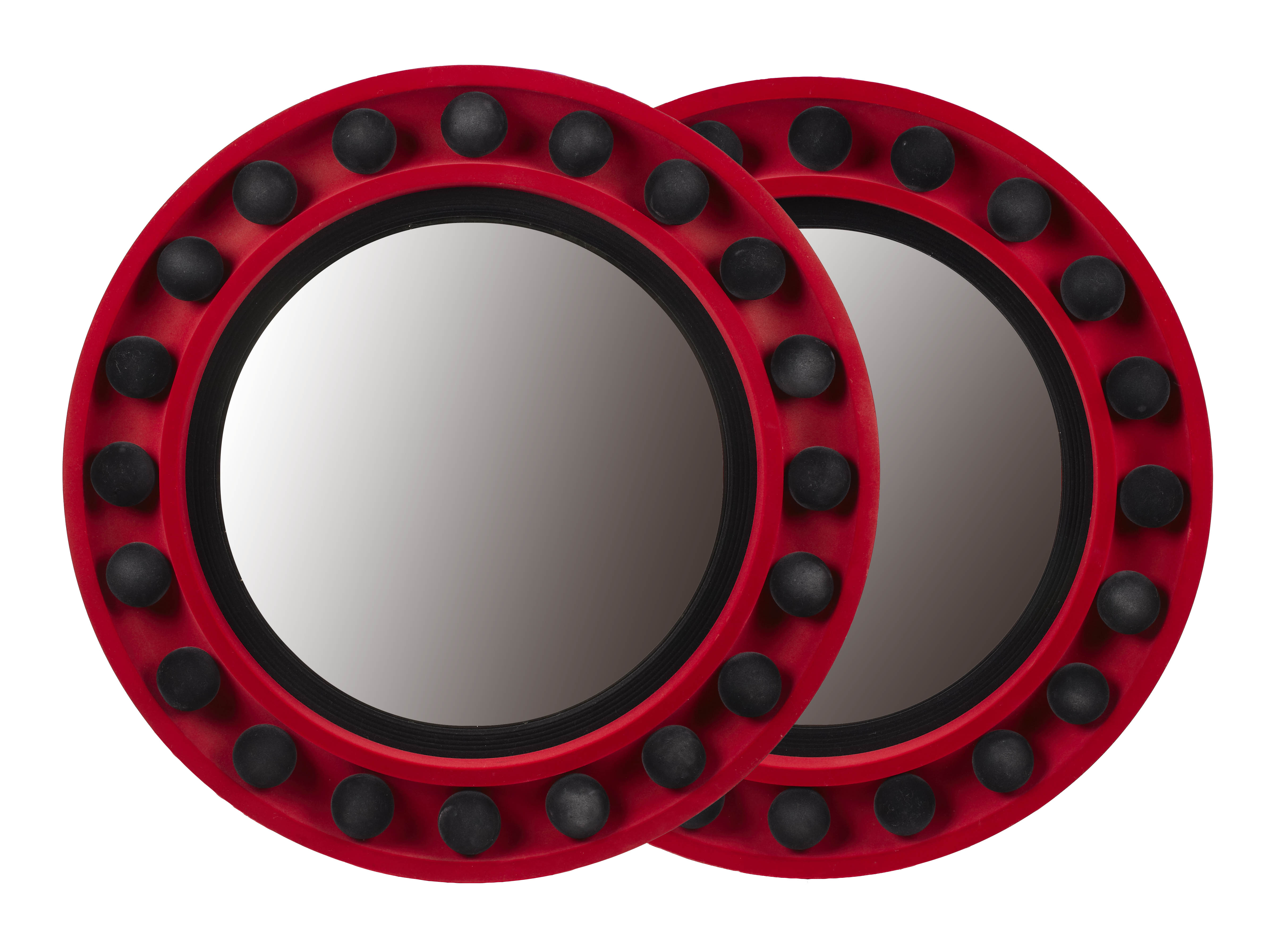 PAIR OF UNUSUAL MODERNIST REGENCY STYLE CONVEX MIRRORS