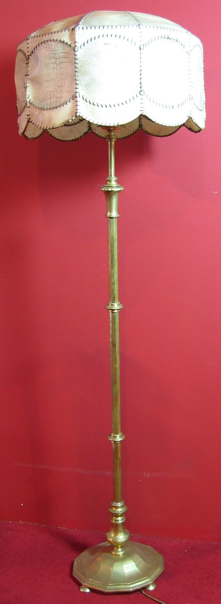A pair of brass standard lamps,