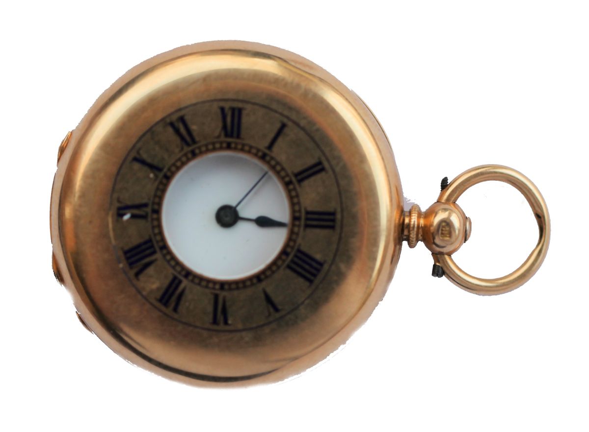 An 18ct gold demi-hunter cased pocket watch