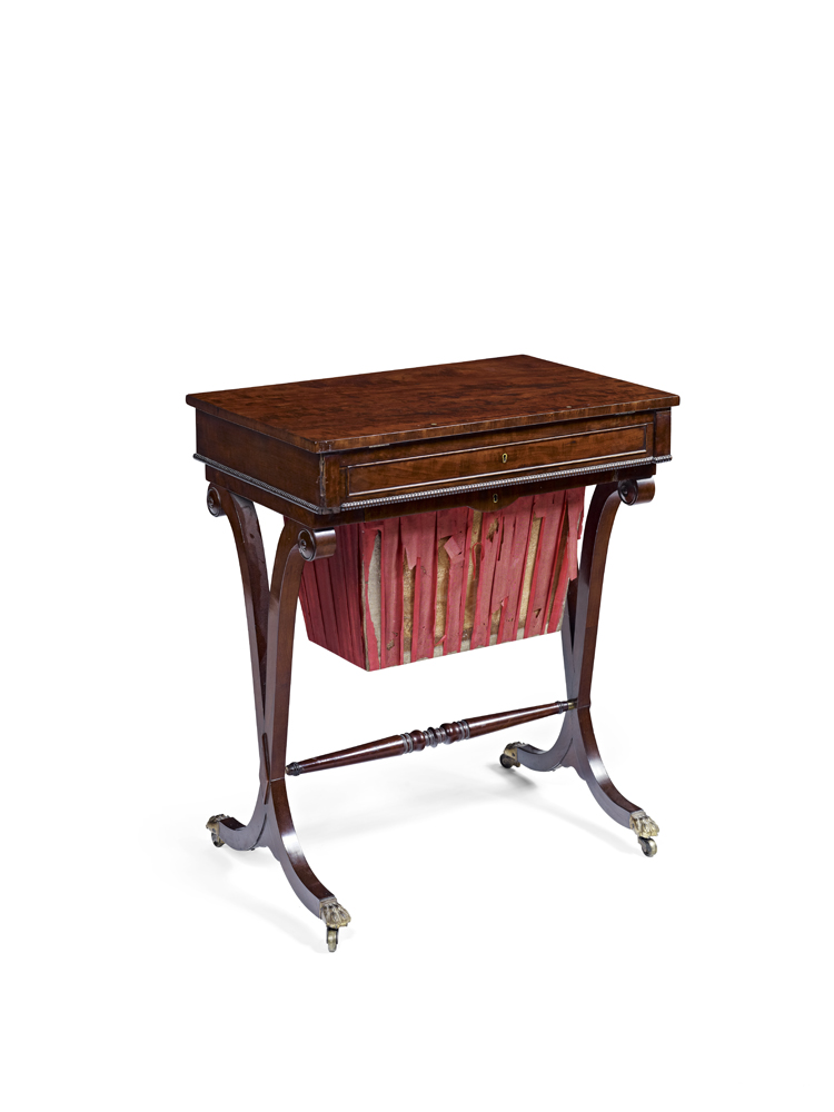 REGENCY FIDDLE MAHOGANY WORK TABLE