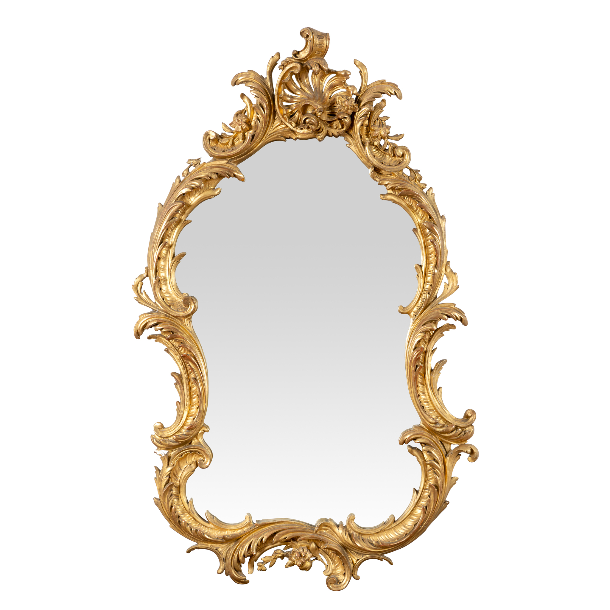A GILTWOOD AND GESSO WALL MIRROR