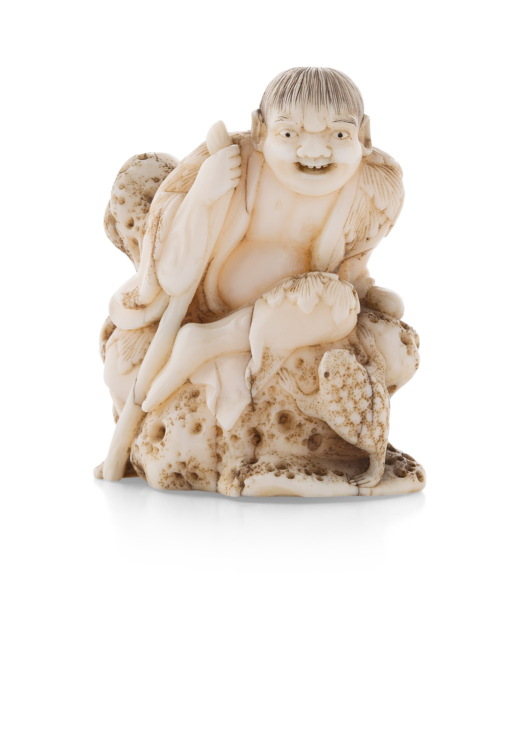 JAPANESE IVORY NETSUKE OF GAMMA SENNIN