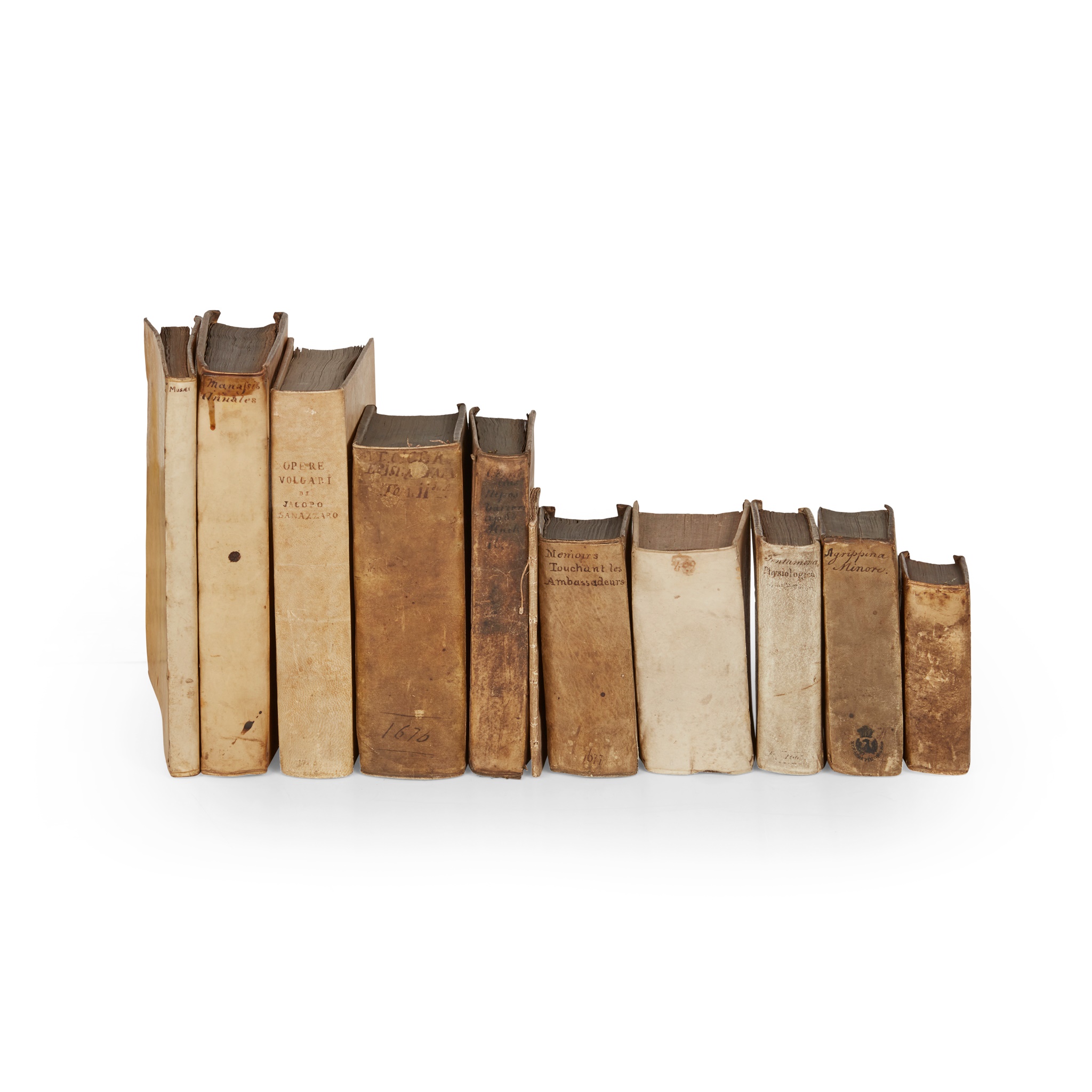 11 Continental vellum-bound books