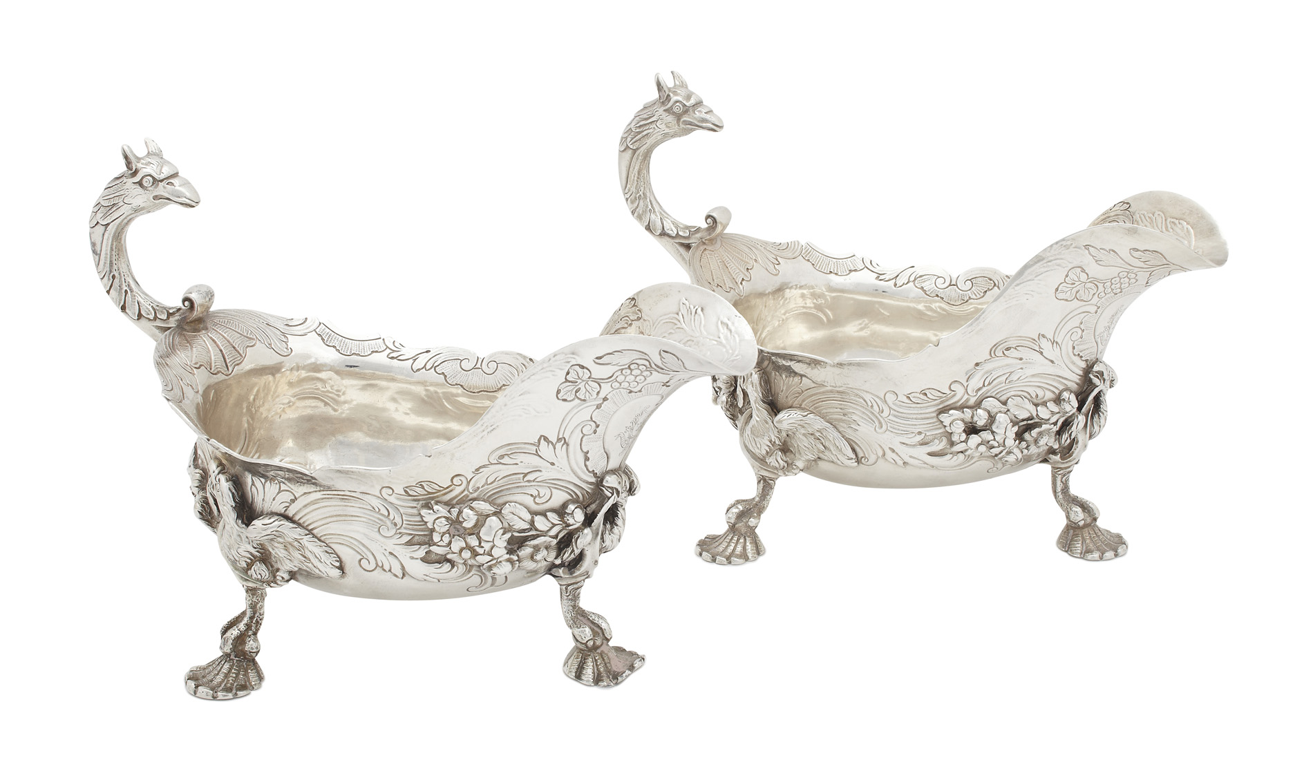 A fine pair of George II Irish sauceboats