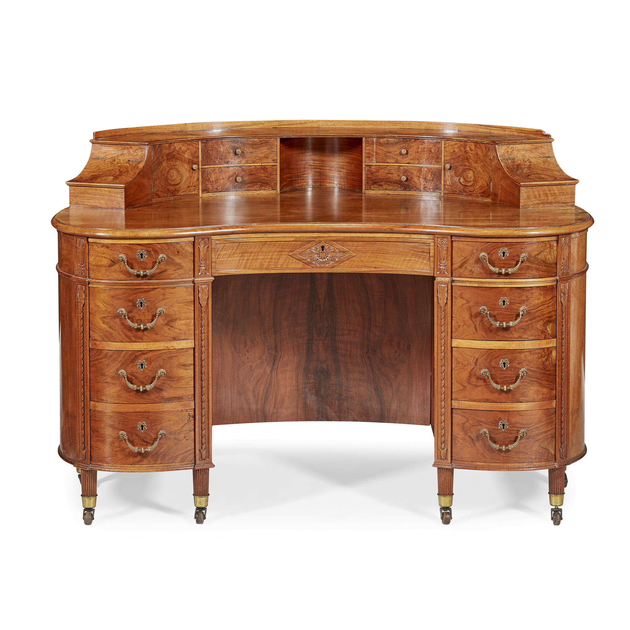 EDWARDIAN WALNUT KIDNEY-SHAPED DESK