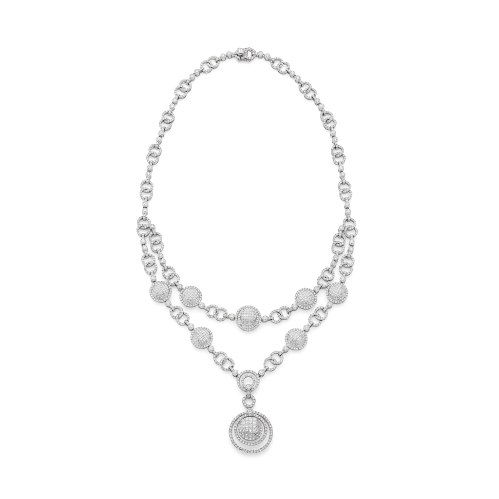 A contemporary diamond set necklace