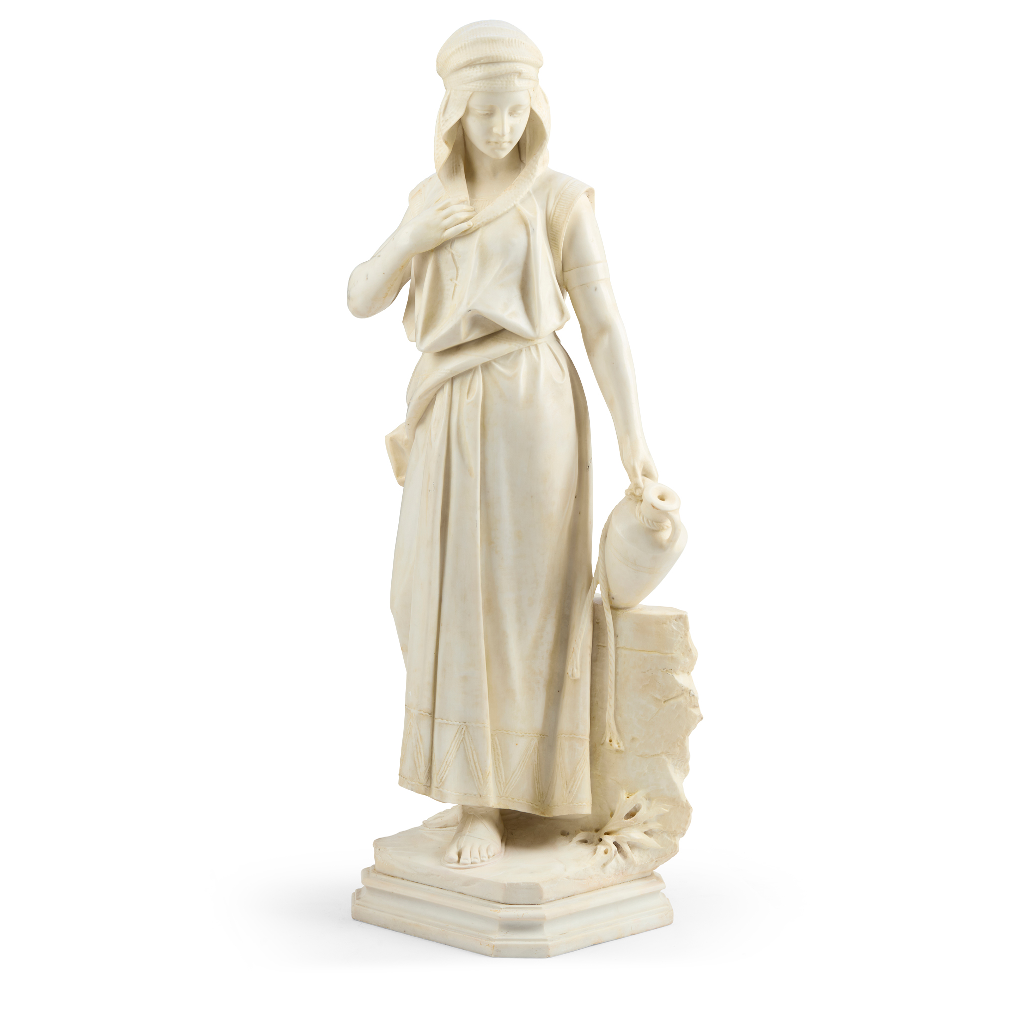 FERNANDO VICHI (ITALIAN, 1875-1941), A WHITE MARBLE FIGURE OF REBECCA AT THE WELL