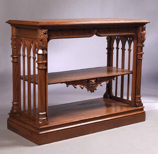 A French gothic revival walnut library folio stand