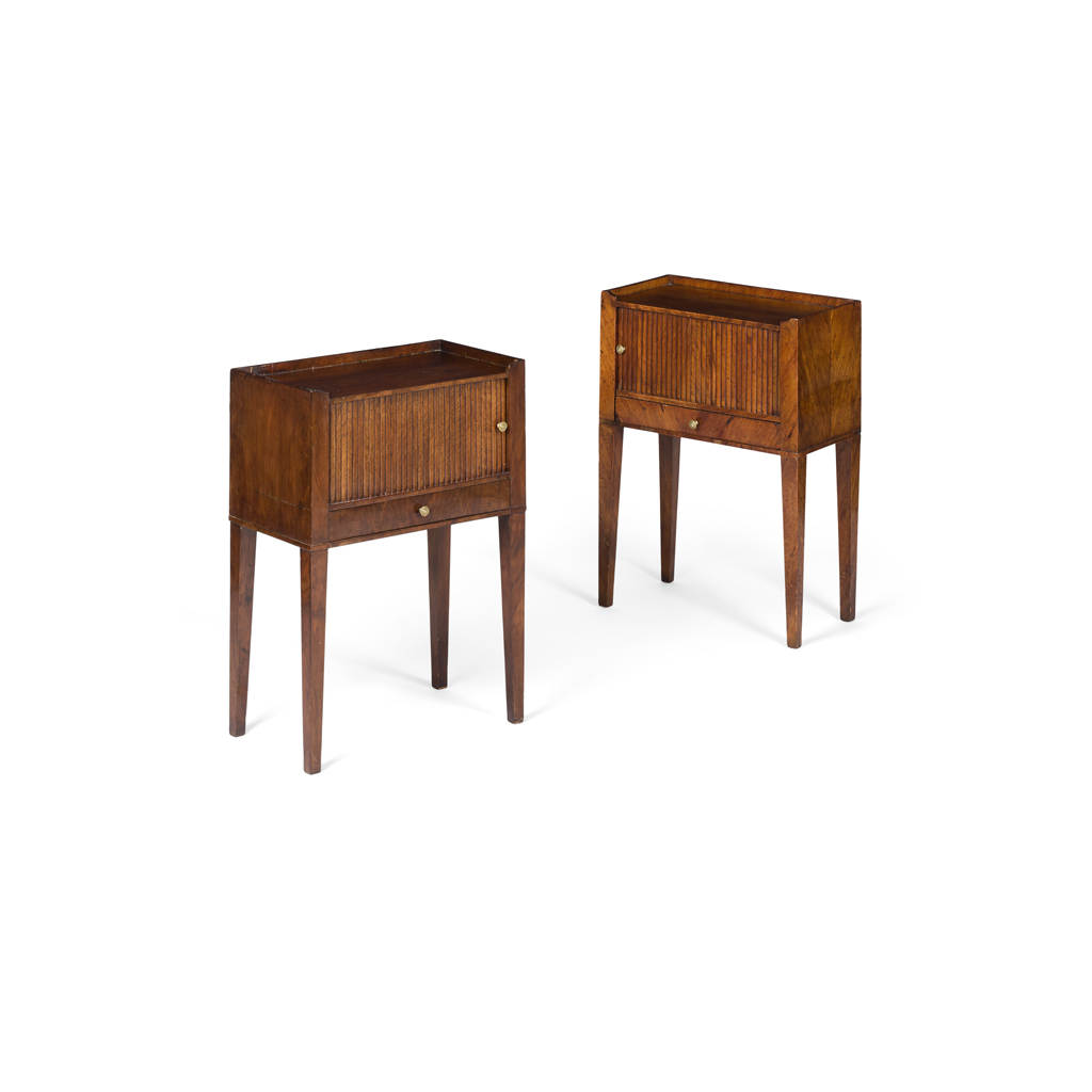 PAIR OF WALNUT BEDSIDE COMMODES