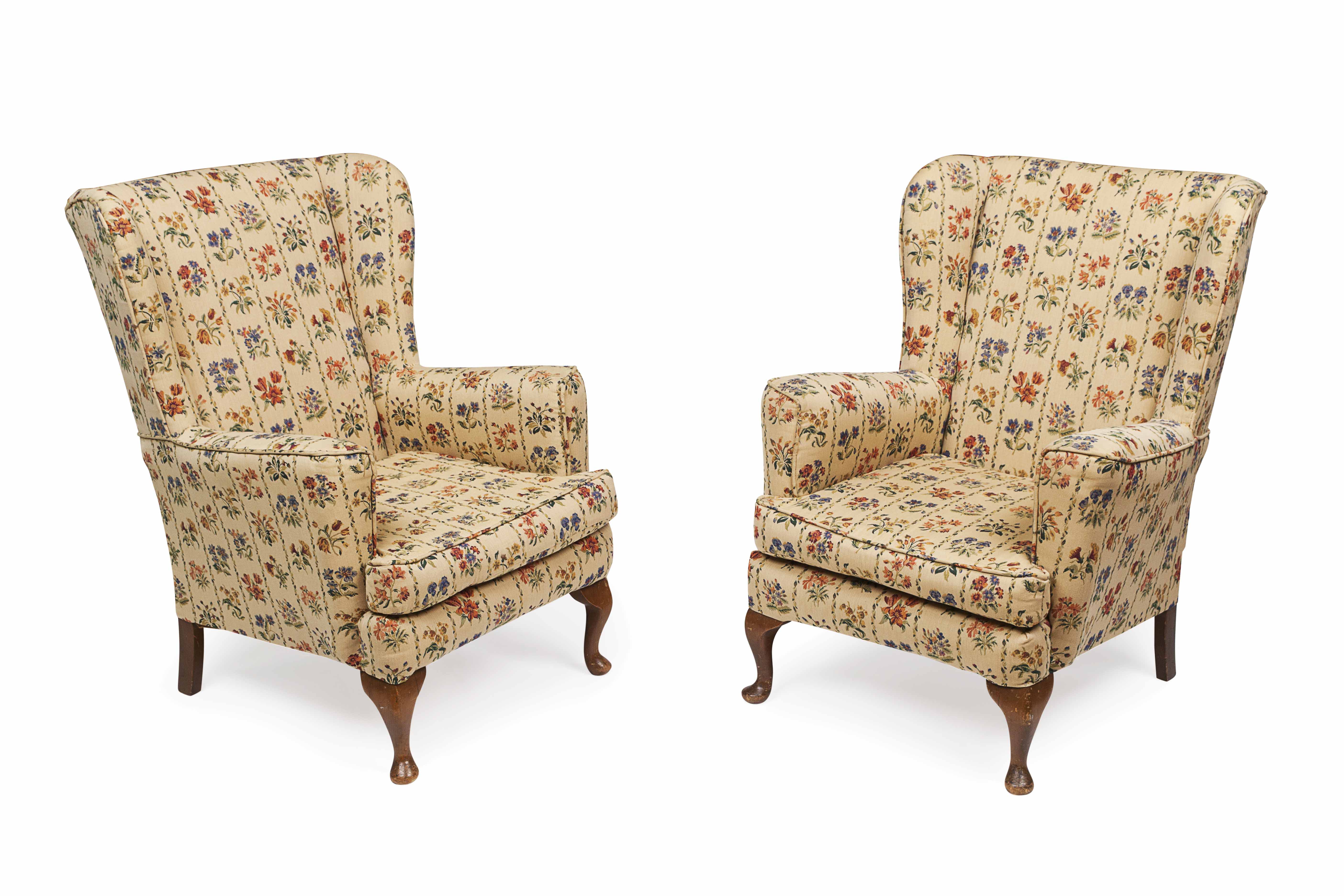PAIR OF EDWARDIAN WING ARMCHAIRS
