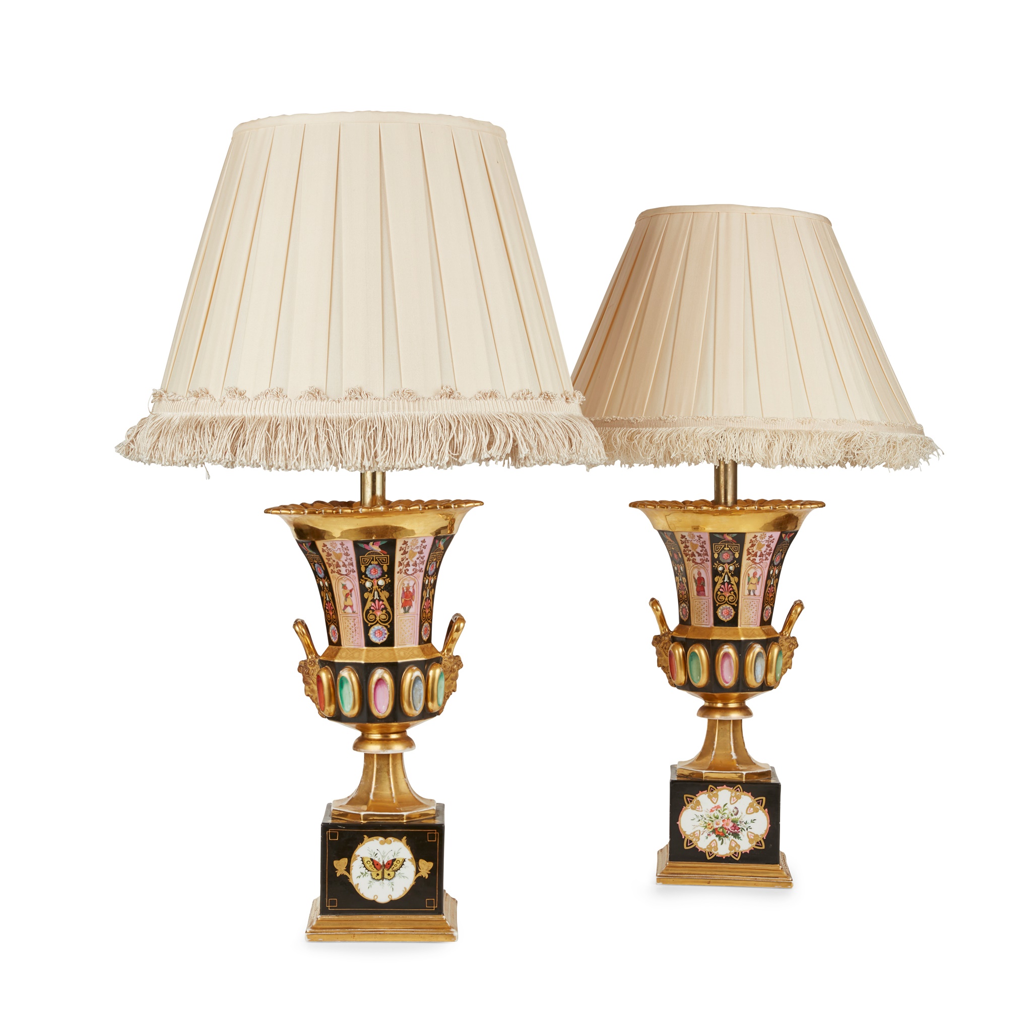 PAIR OF FRENCH PORCELAIN LAMP VASES