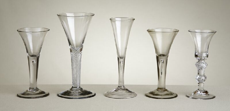 A pair of mid 18th century wine glasses