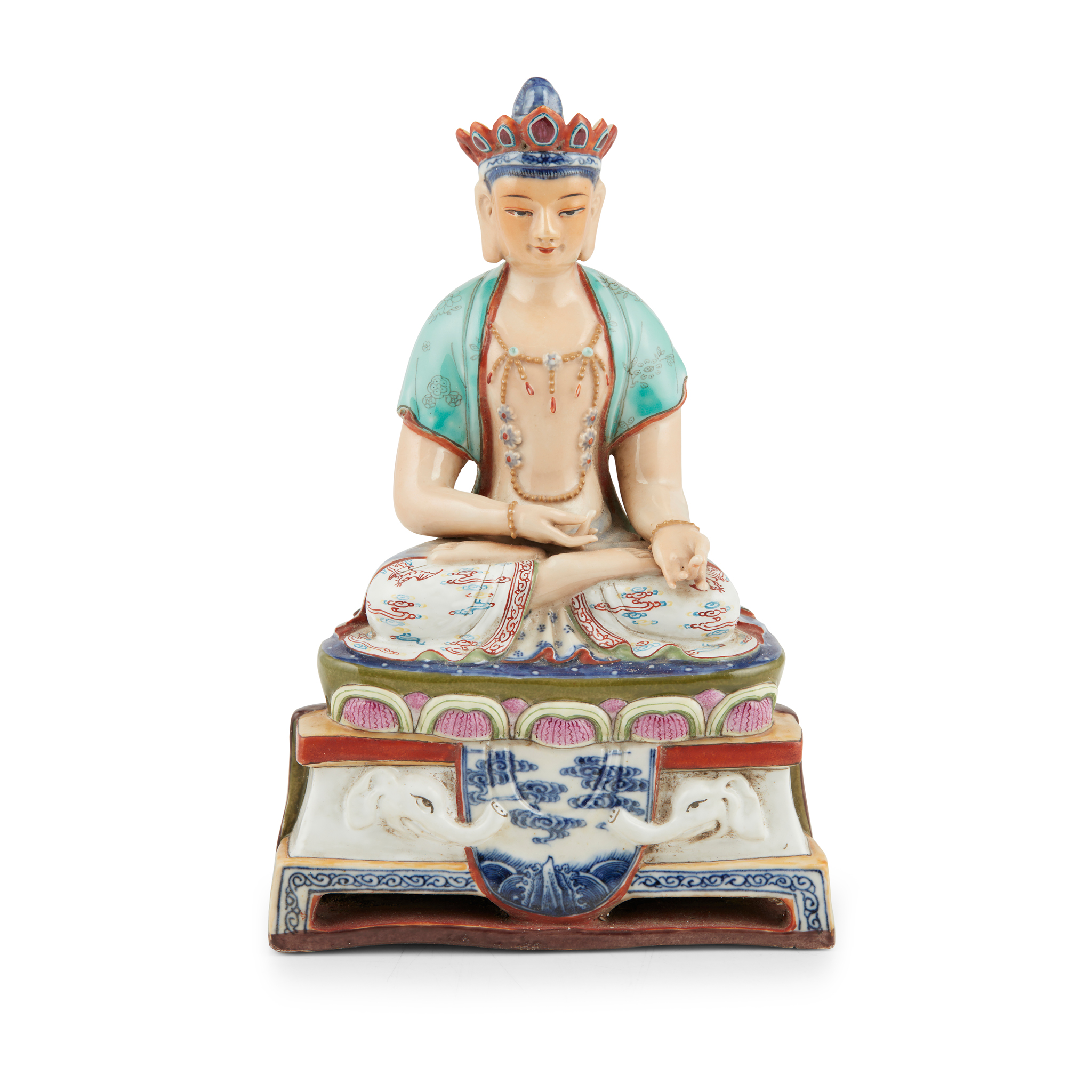 FAMILLE ROSE SEATED BODHISATTVA
