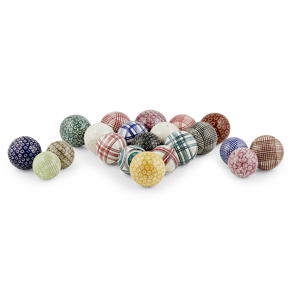 GROUP OF SCOTTISH POTTERY CARPET BOWLS