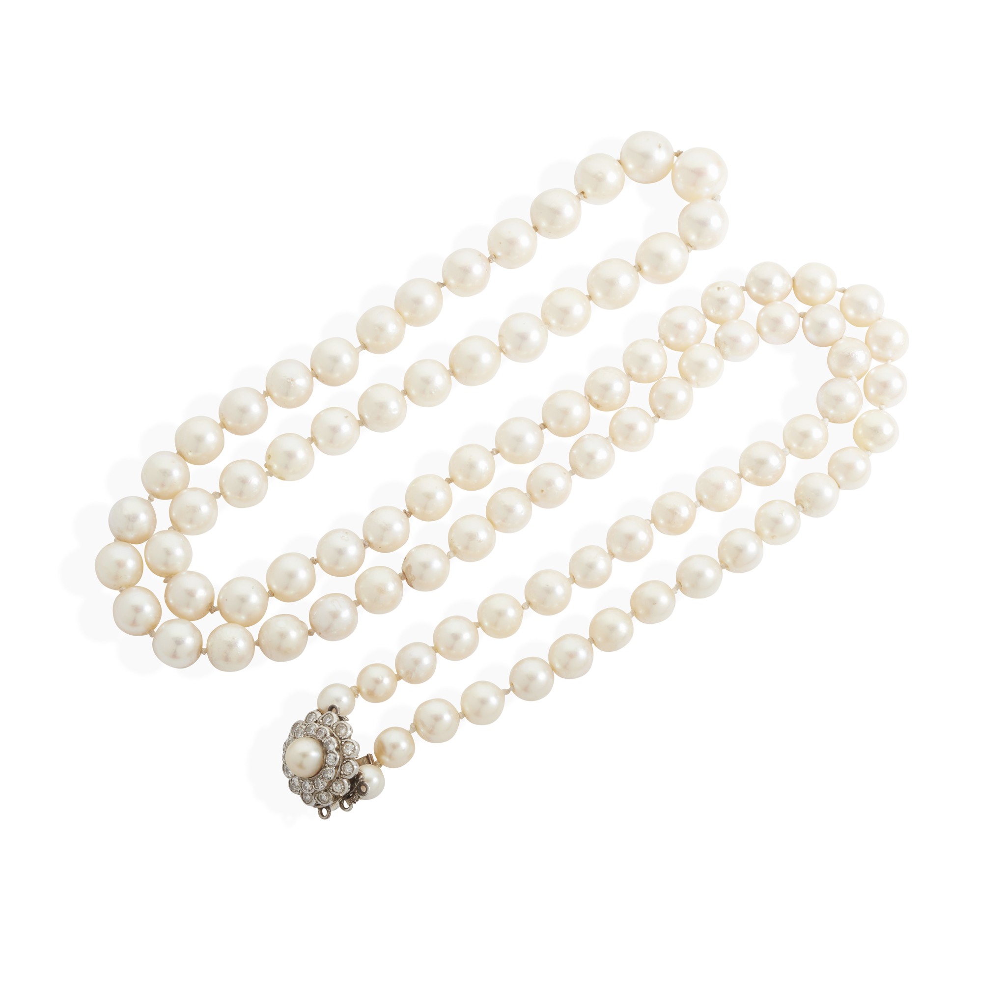A cultured pearl and diamond necklace