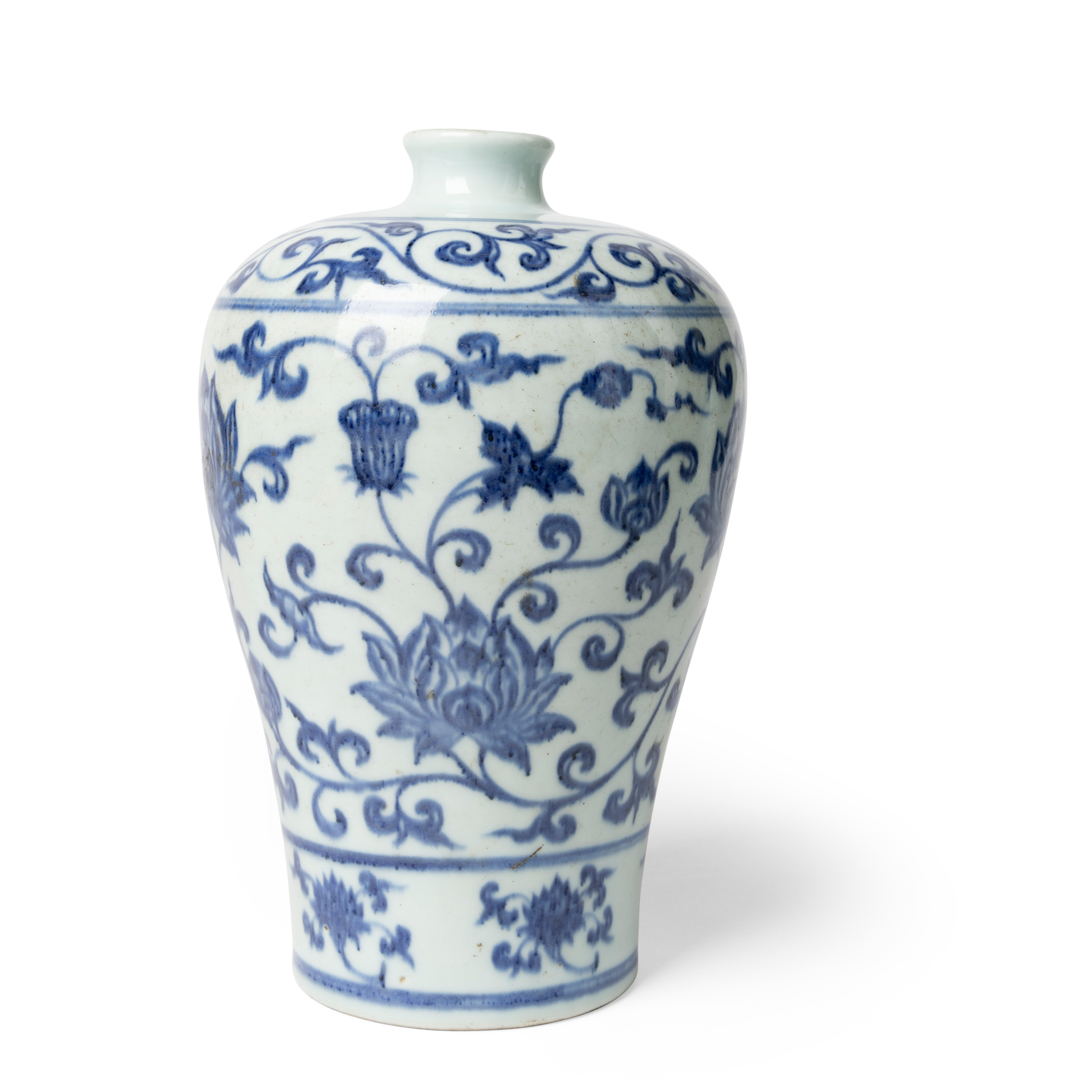 CHINESE BLUE AND WHITE 'LOTUS SCROLL' VASE