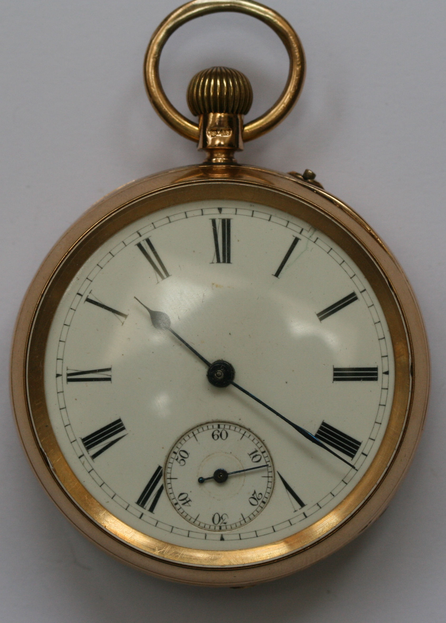 An 18ct gold cased, keyless wind, open faced pocket watch